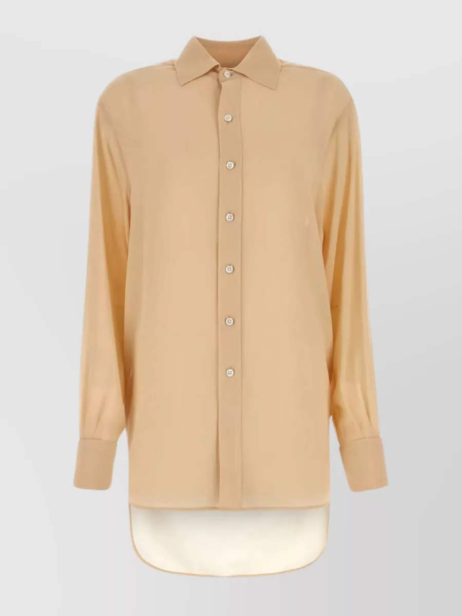 Shop Maison Margiela Contrasting Stitchings Silk Crepe Shirt In Cream