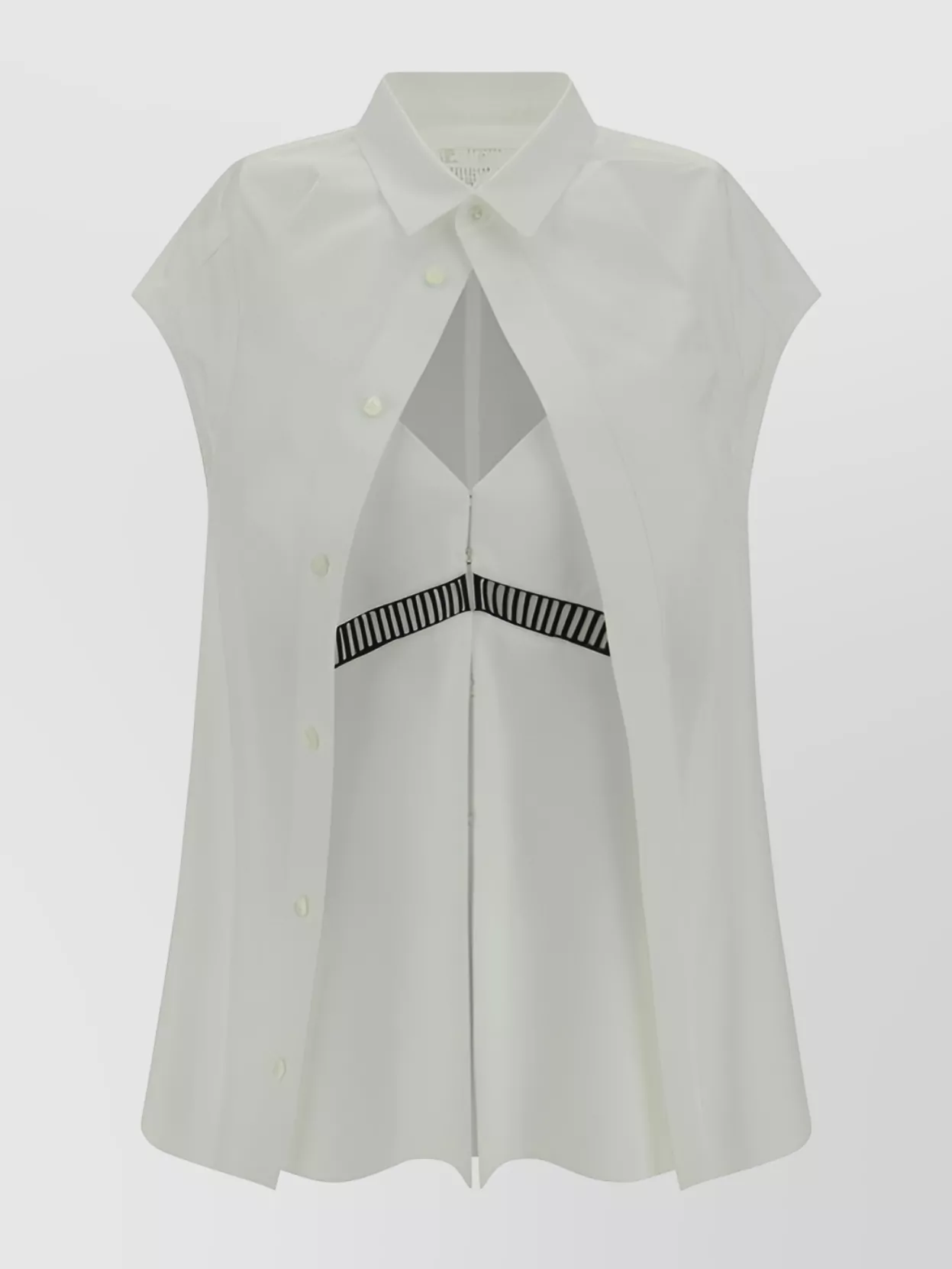 Shop Sacai Collared Sleeveless Shirt With Cut-out Detail And Flared Hem