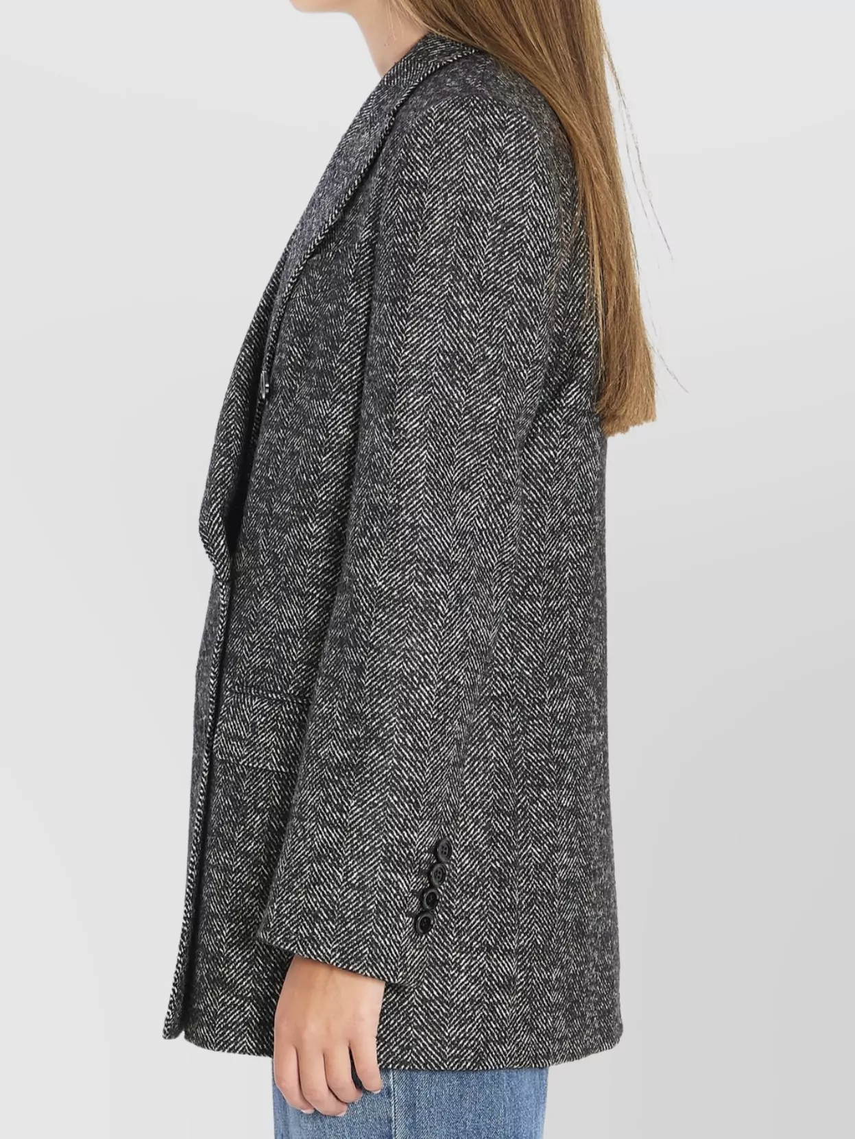 Dolce&Gabbana Chevron Double-Breasted Wool Blend Jacket With Padded Shoulders