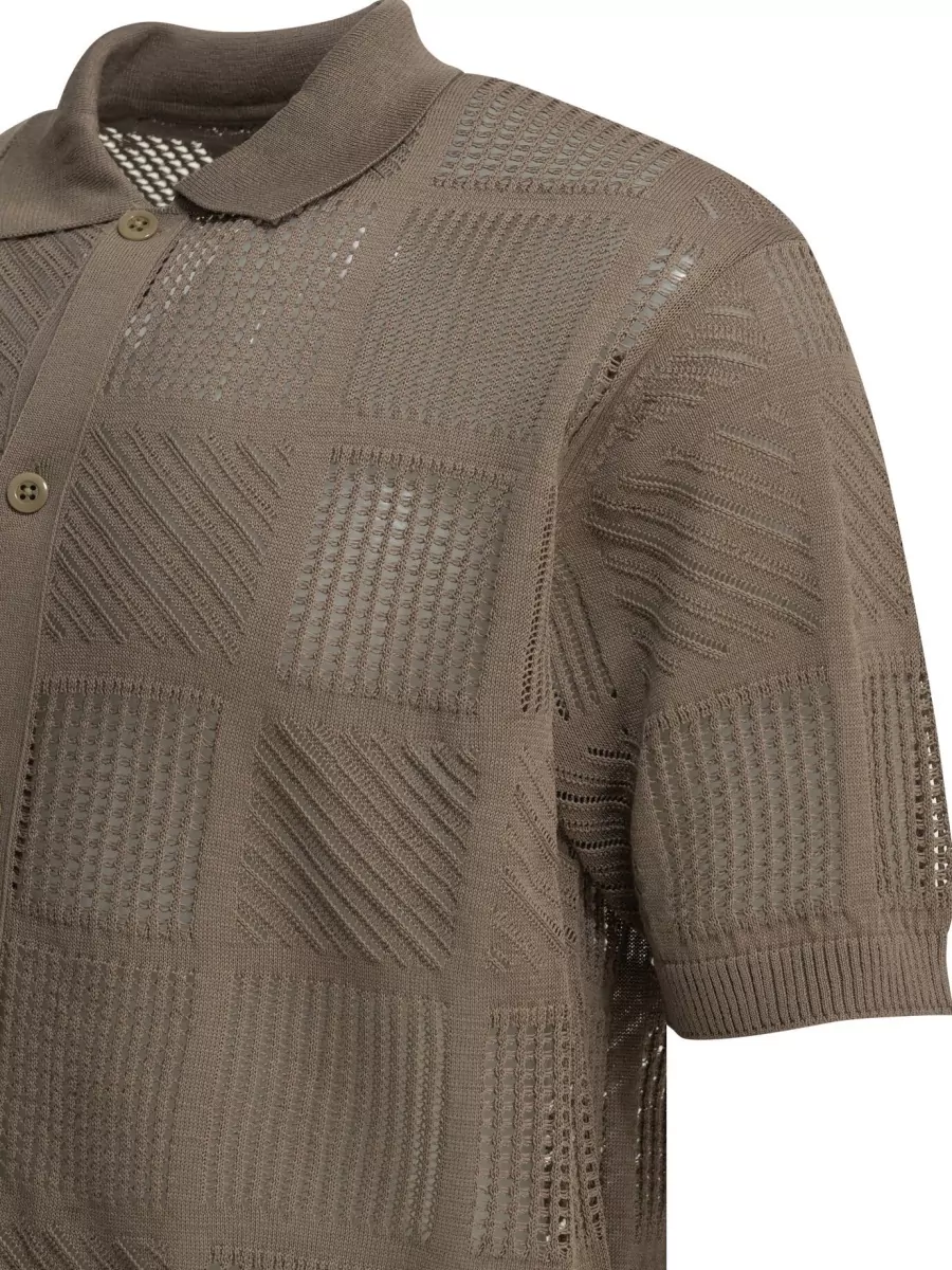 Beams Plus Textured Knit Polo Shirt
