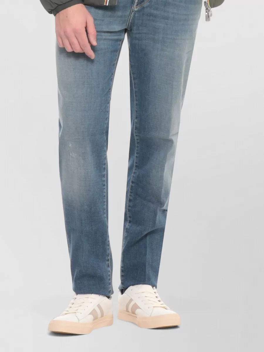 Jacob Cohen Tailored Denim Trousers Belt Loops Handkerchief