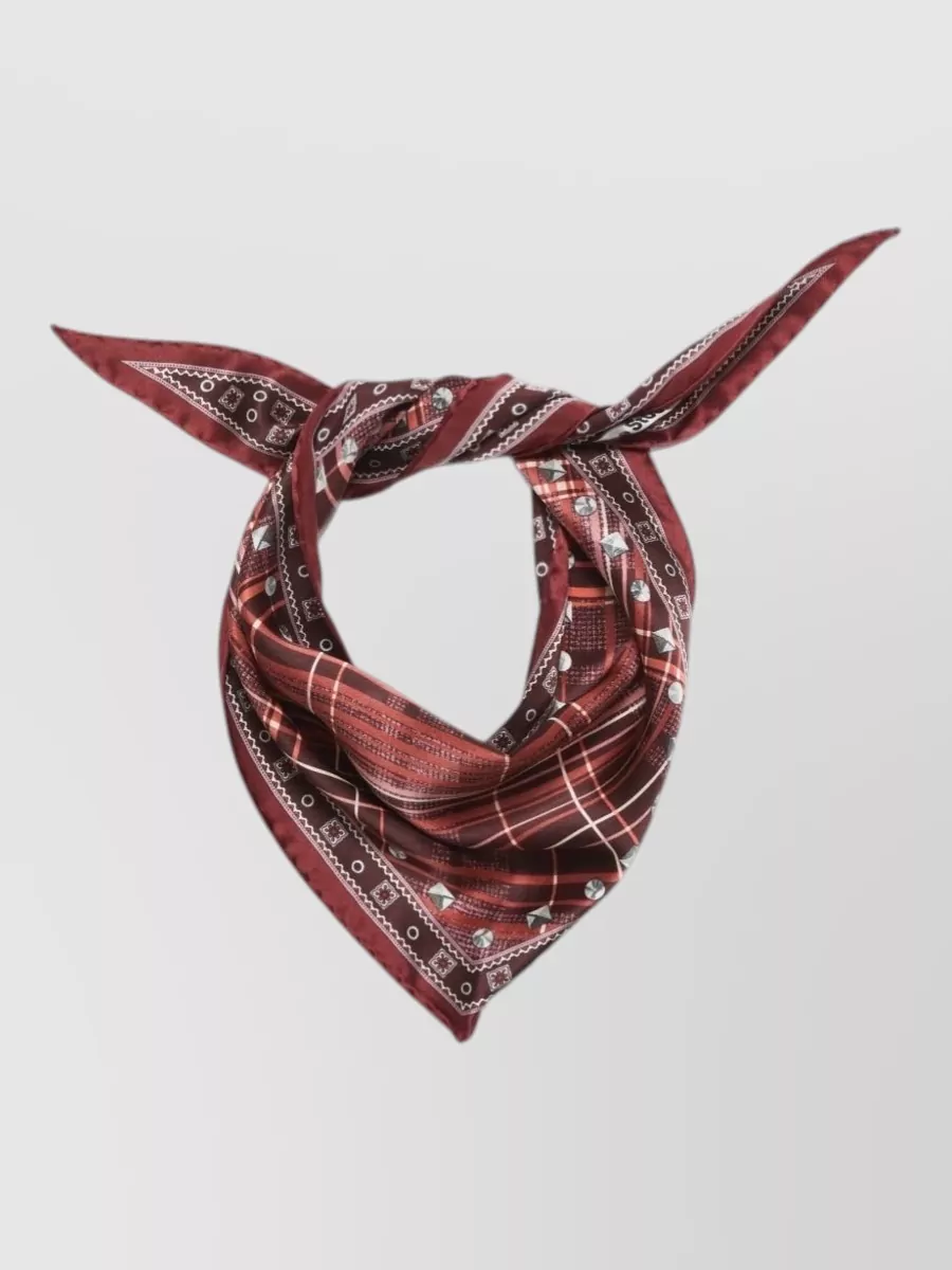 Acne Studios silk checked studded scarf