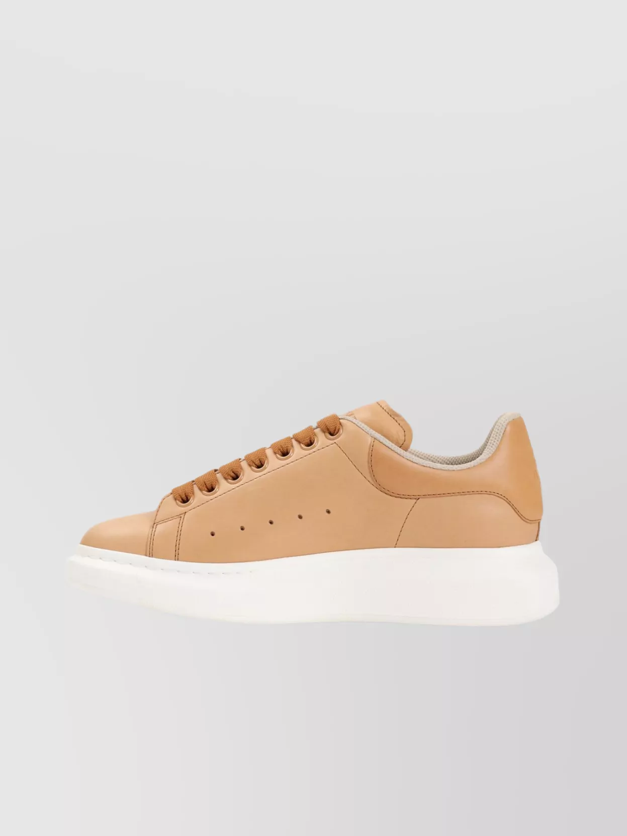 Alexander Mcqueen Leather Sneakers With Round Toe And Side Perforations