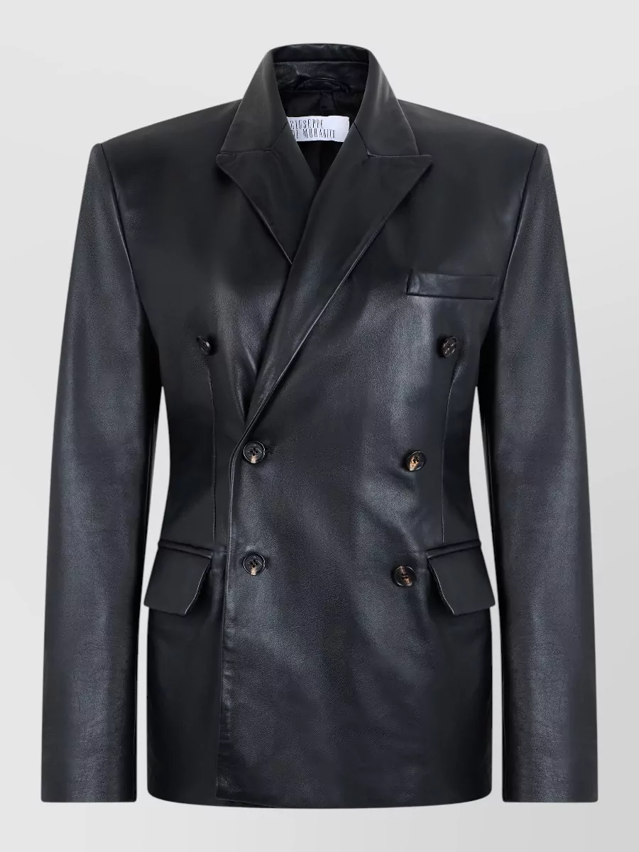 Giuseppe Di Morabito Slim Double Breasted Leather Blazer Coat In Pink