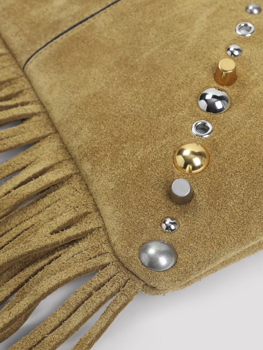 Valentino Garavani Medium Suede Crossbody Bag Fringes Studs