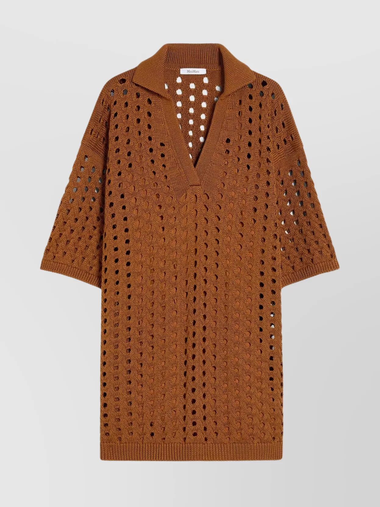 Shop Max Mara Mesh Short Dress With Perforated Pattern