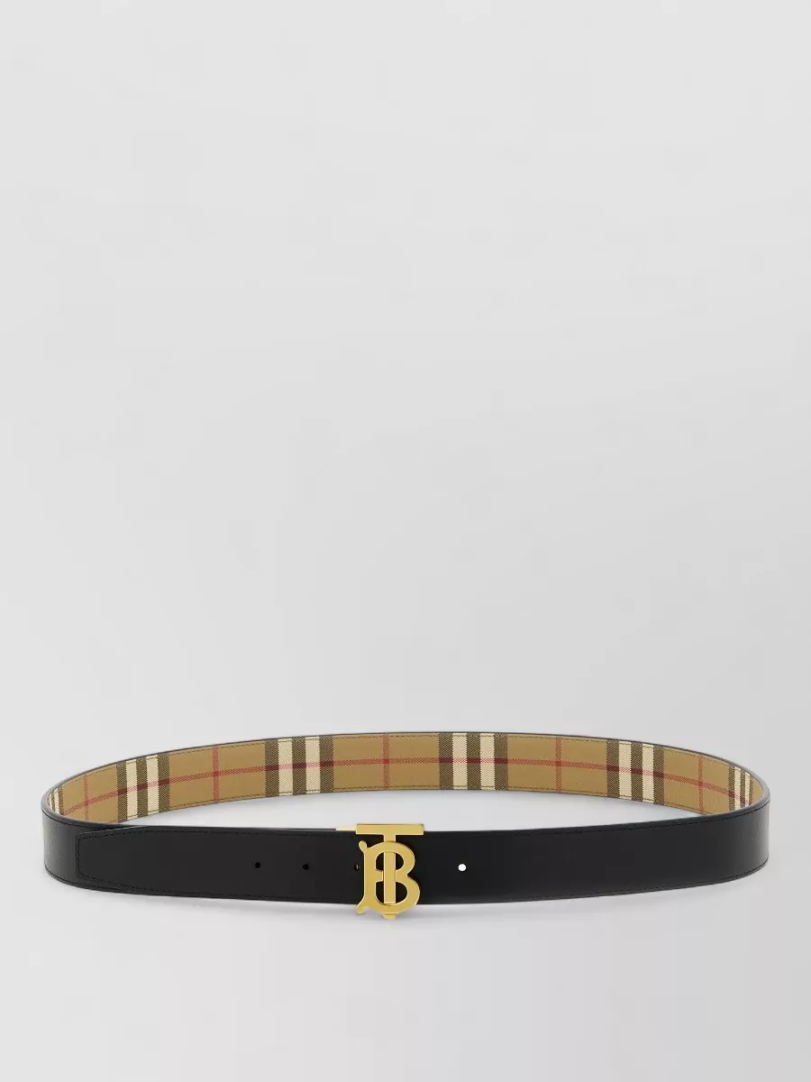 Burberry Tb Logo Reversible Belt Check Pattern