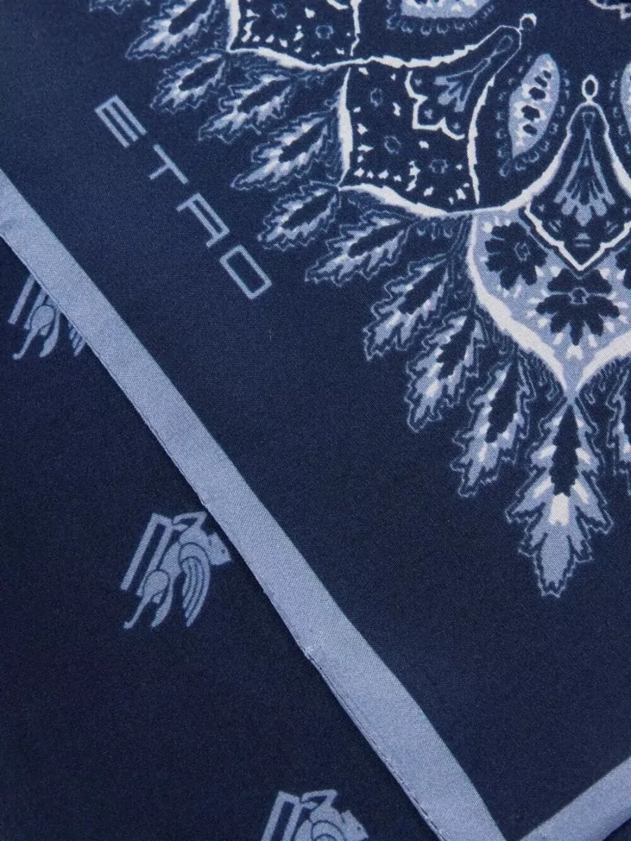 Etro Triangle Scarf Paisley Pattern Contrast Border