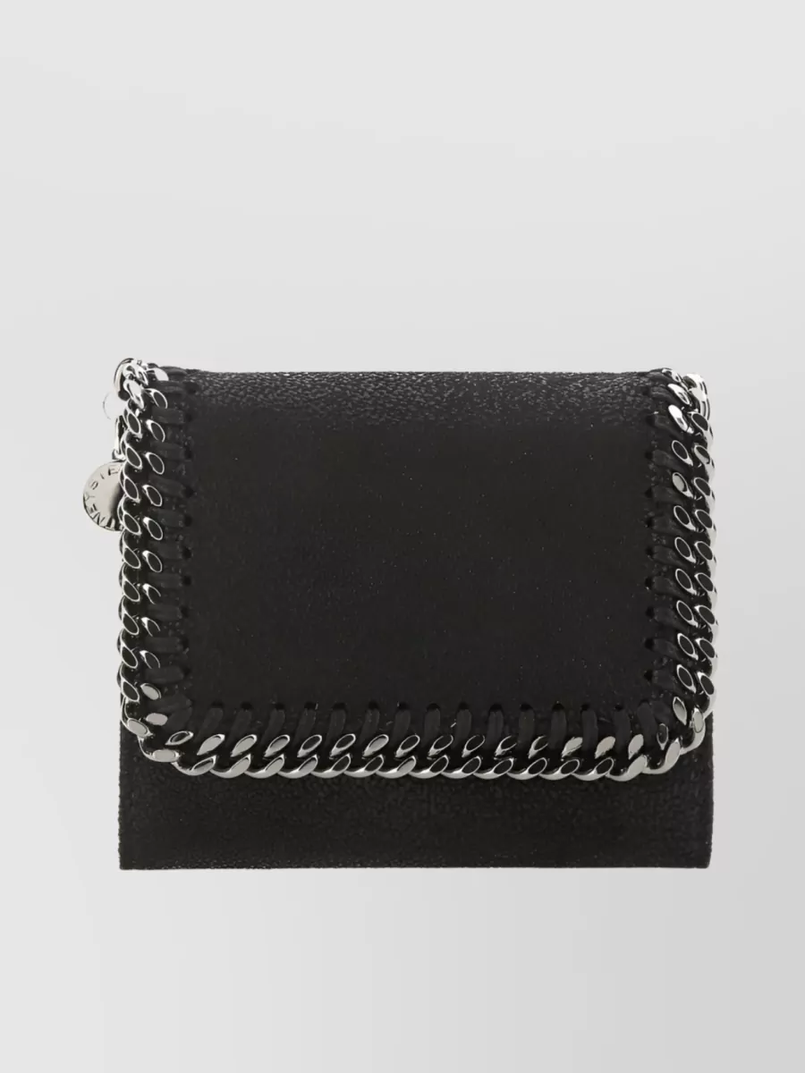 Shop Stella Mccartney Falabella Compact Flap Cardholder In Black