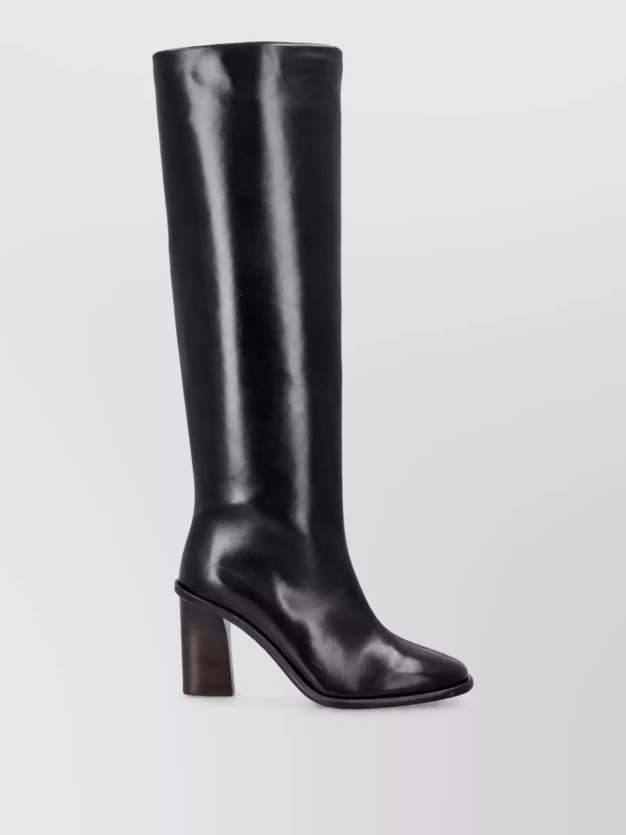Soeur Leather Tall Block Heel Boots