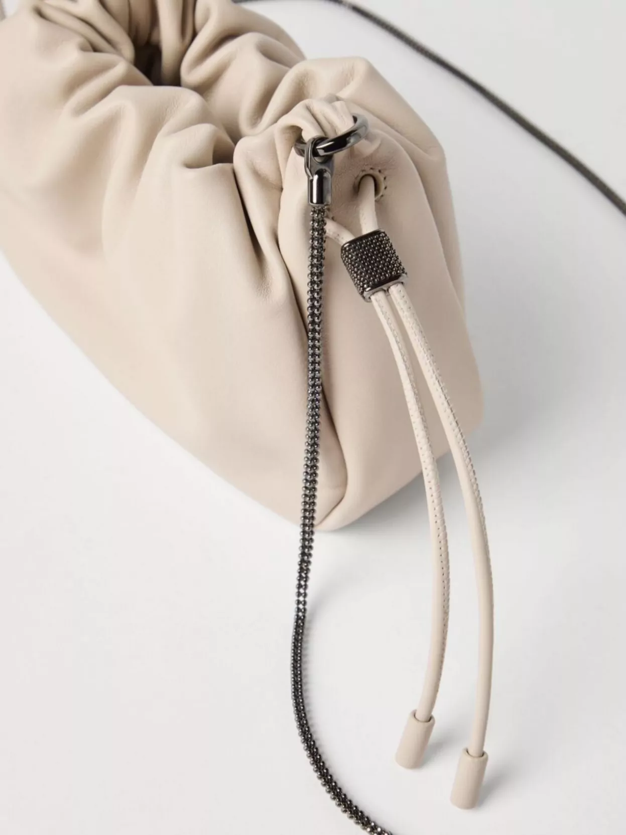 Brunello Cucinelli Soft Leather Bucket Bag With Chain Strap