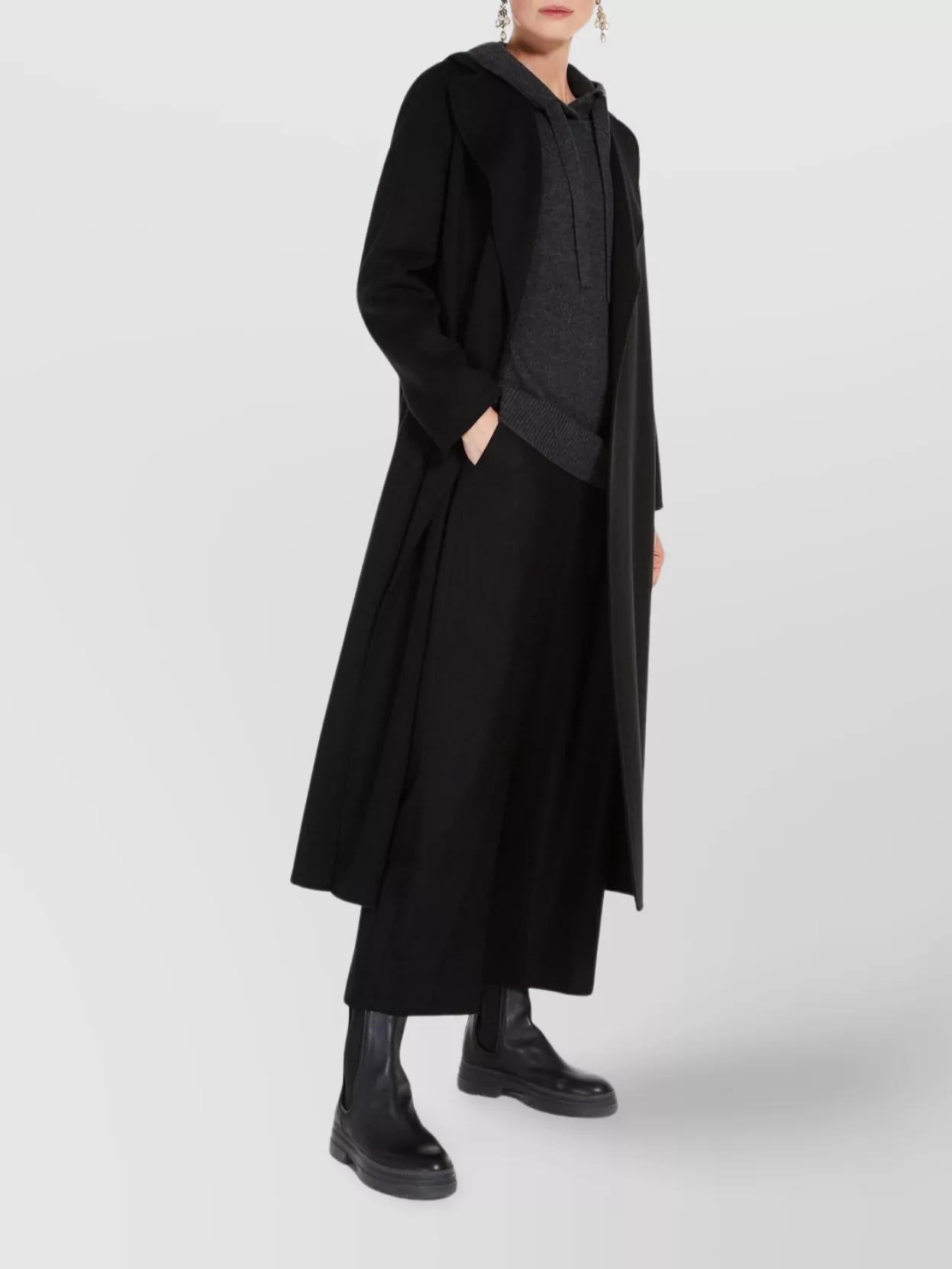 S Max Mara Belted Wool Coat With Slit