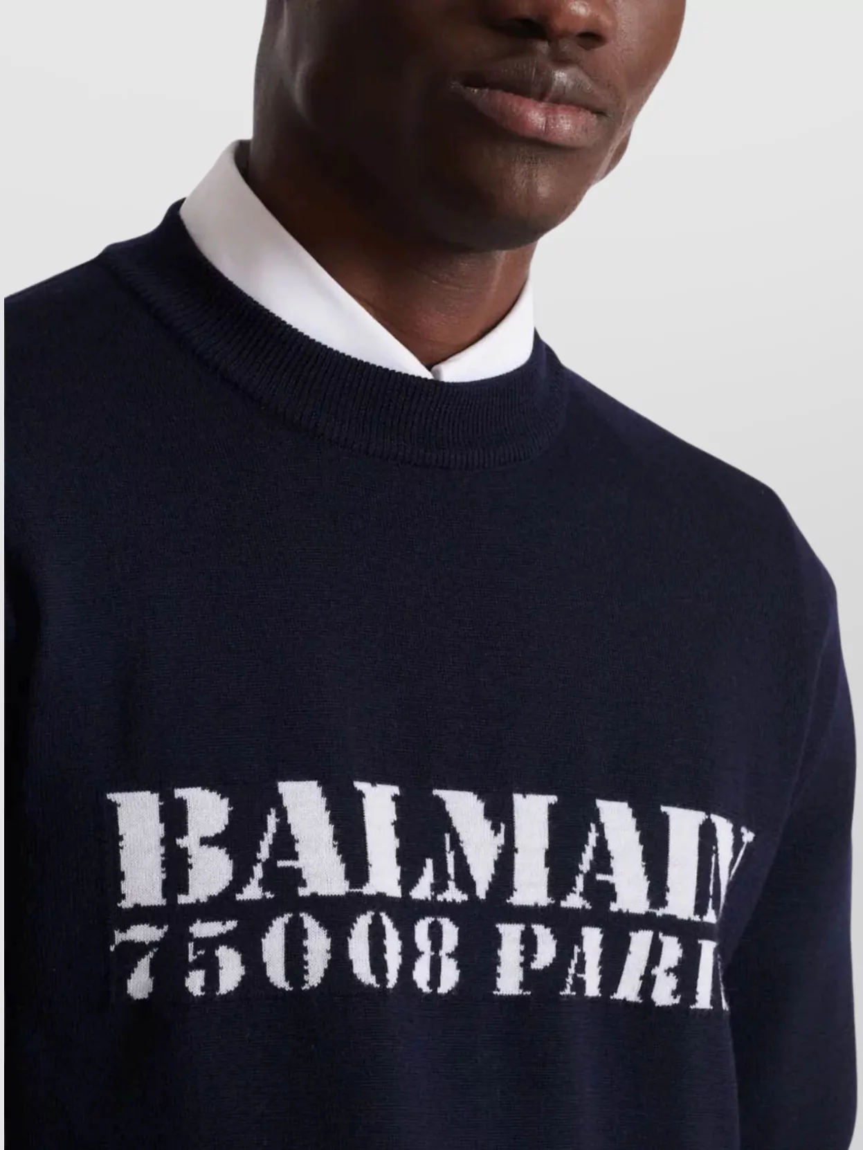 Balmain Blue Wool Sweater With Logo