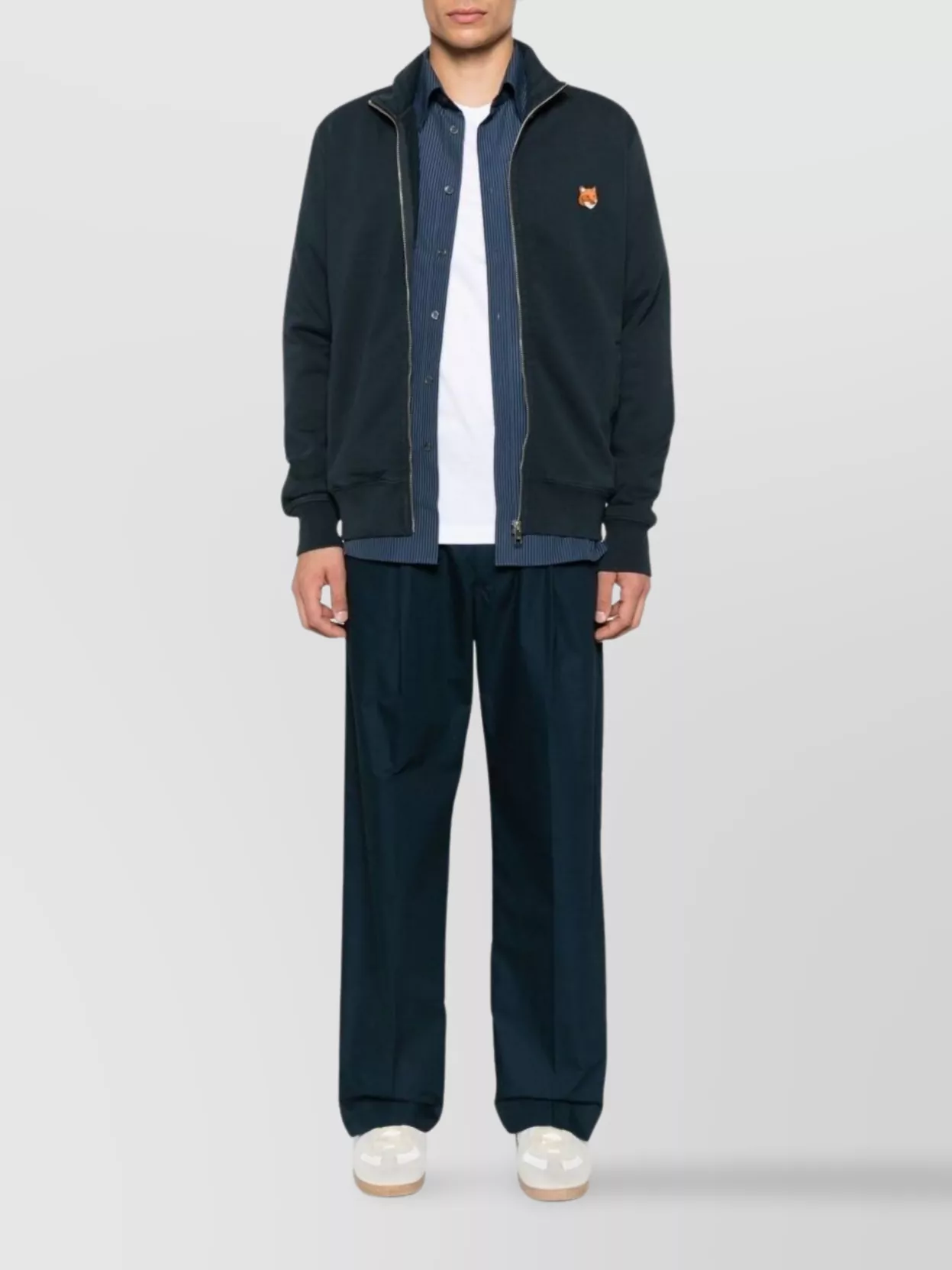 Maison Kitsuné Cotton Sweatshirt With Fox Head Zip