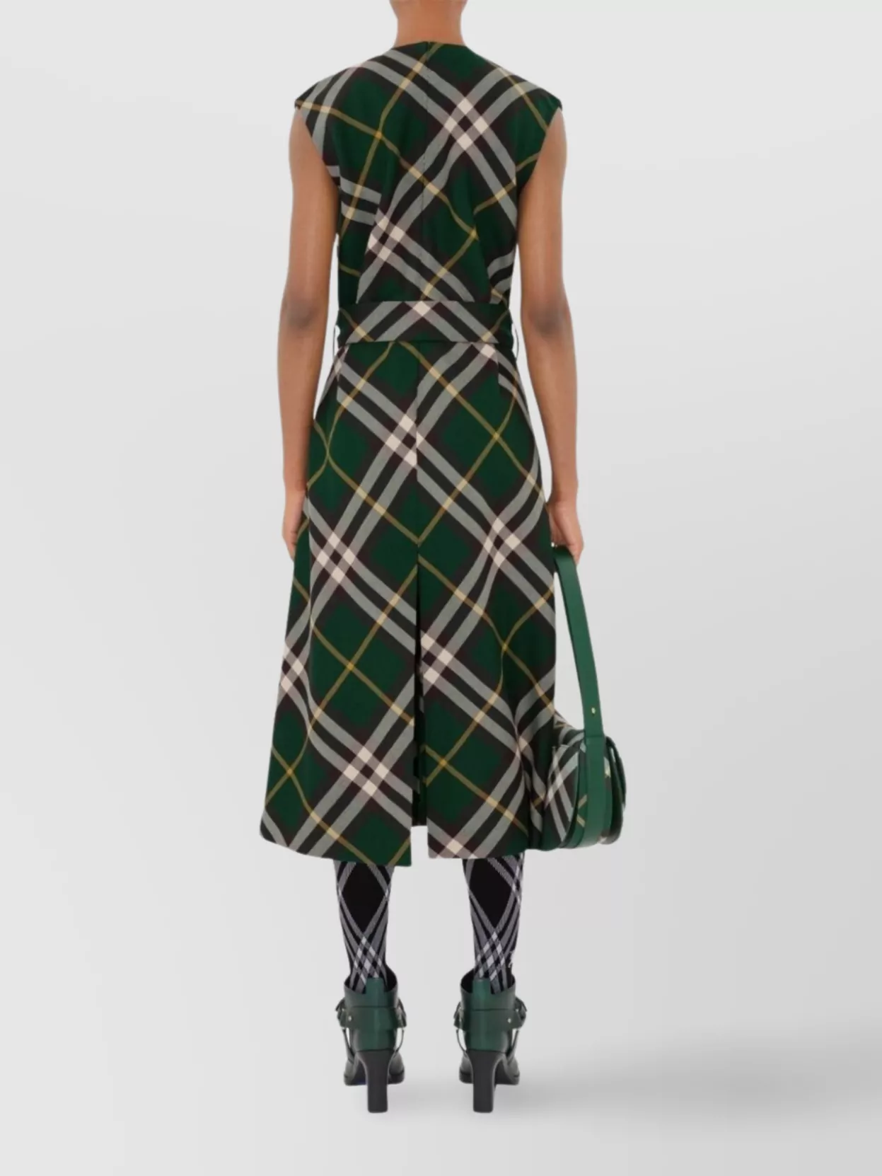 Burberry Sleeveless Nova Check Pattern Midi Dress