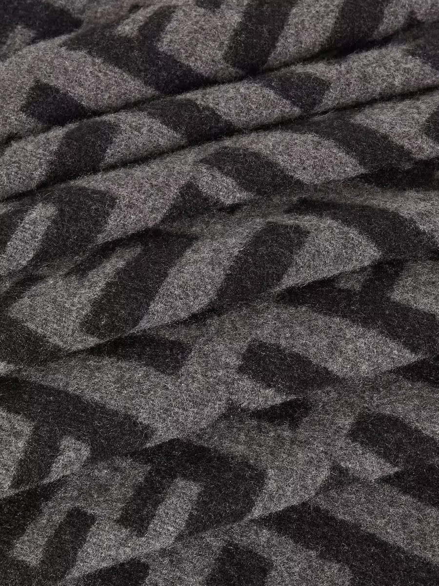 Fendi Rectangular Scarf Fringed Edges