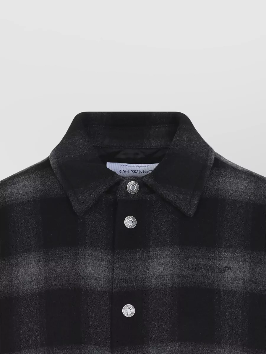 Off-White Checked Wool Flannel Padded Overshirt