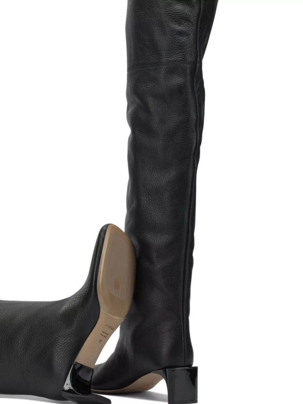 Sportmax Over-the-knee Leather Block Heel Boots In Black