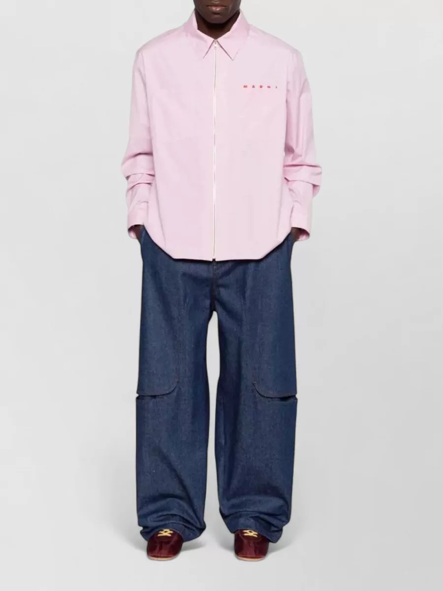 Marni Cotton Long-Sleeve Logo Shirt