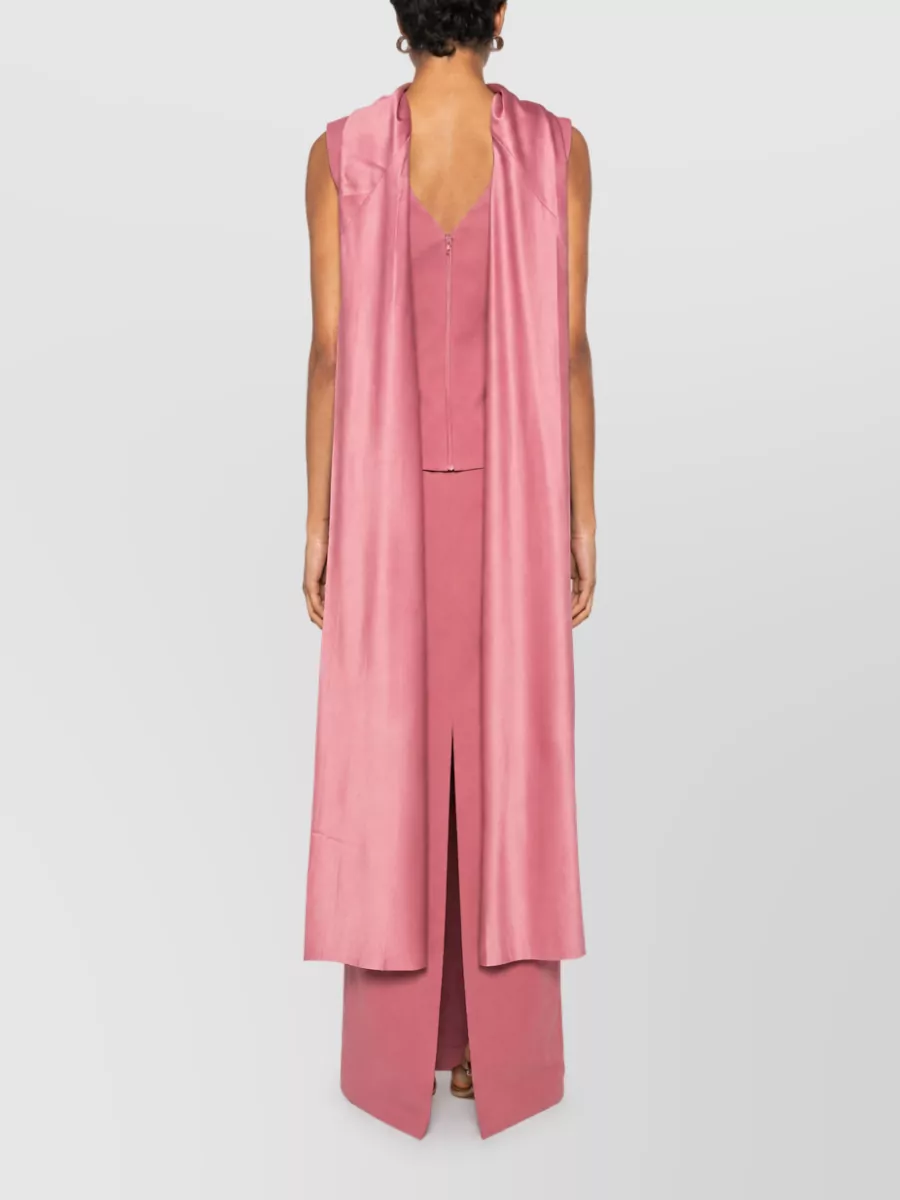 Solace London Silk Sleeveless High Neck Peplum Maxi Dress