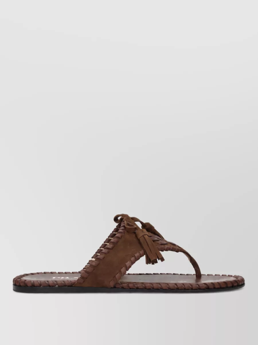 Prada Suede Leather Thong Sandals