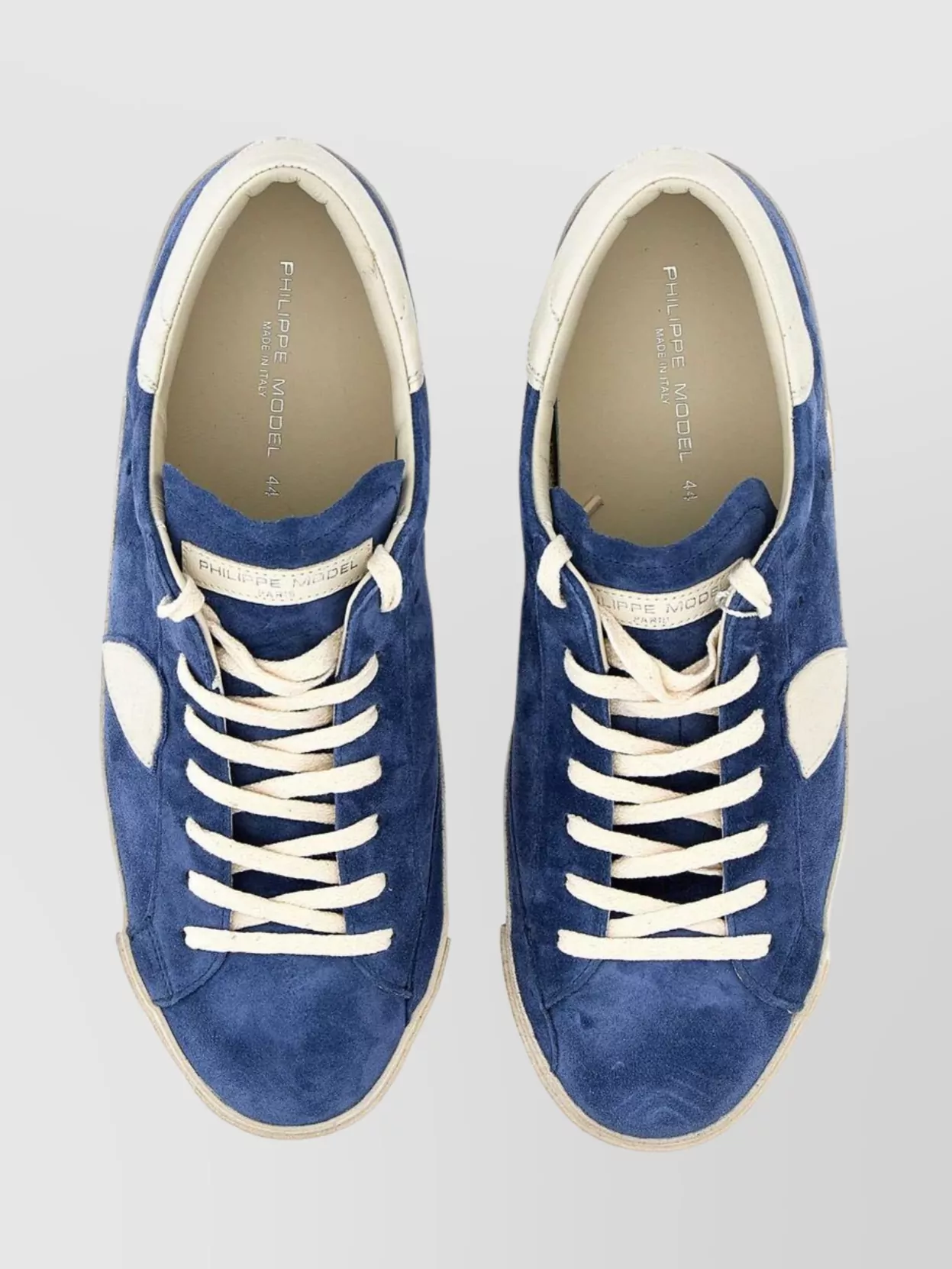 PHILIPPE MODEL DISTRESSED FINISH TRAINERS SIDE PERFORATIONS