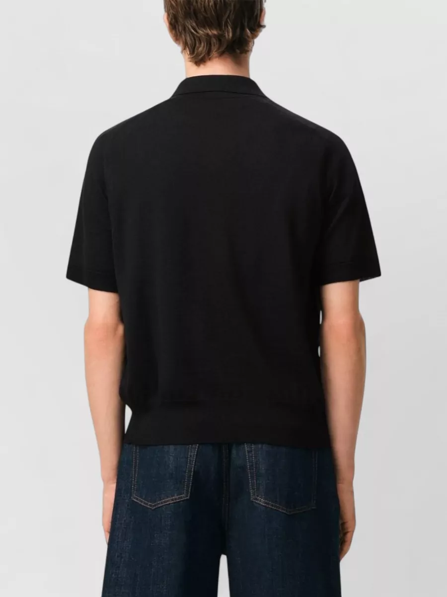 Ami Paris Shirt Polo Collar Short Sleeves Ribbed Hem