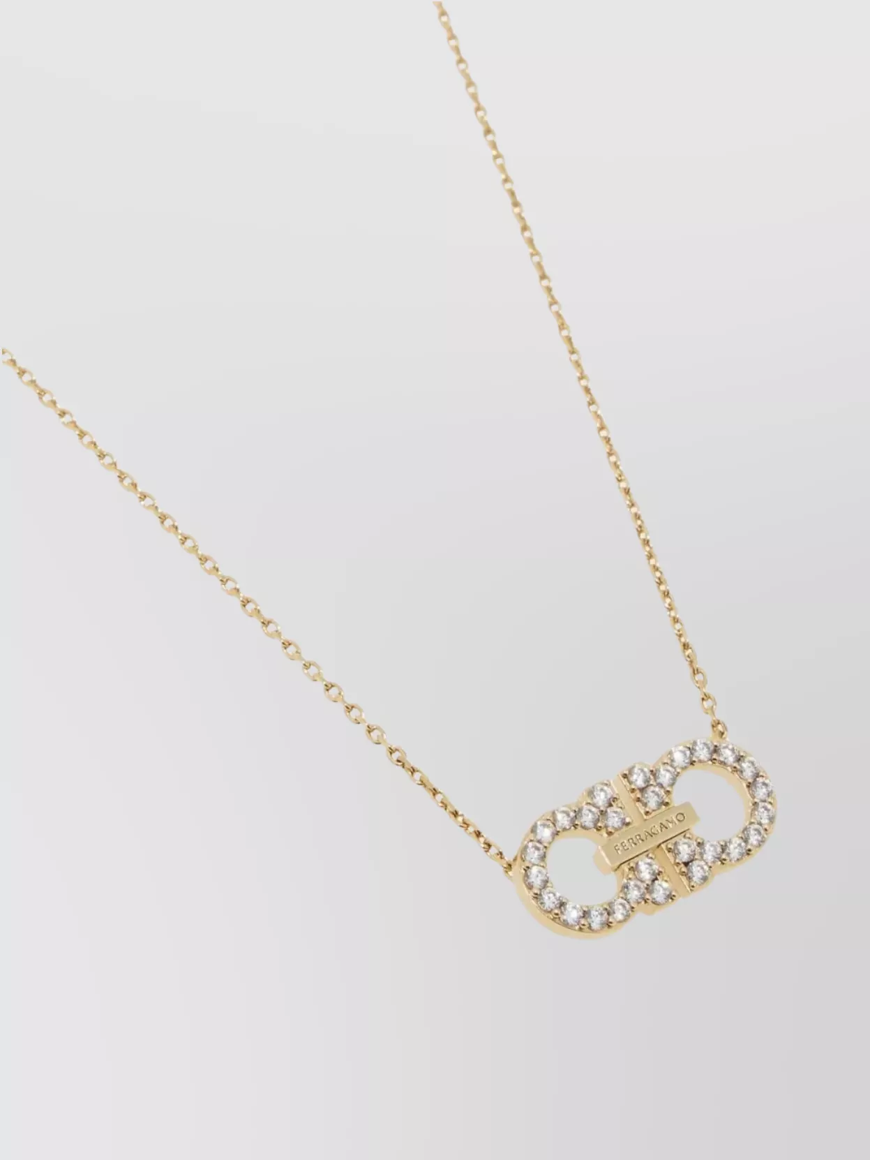 Ferragamo Crystal Pendant Necklace Two Gancini