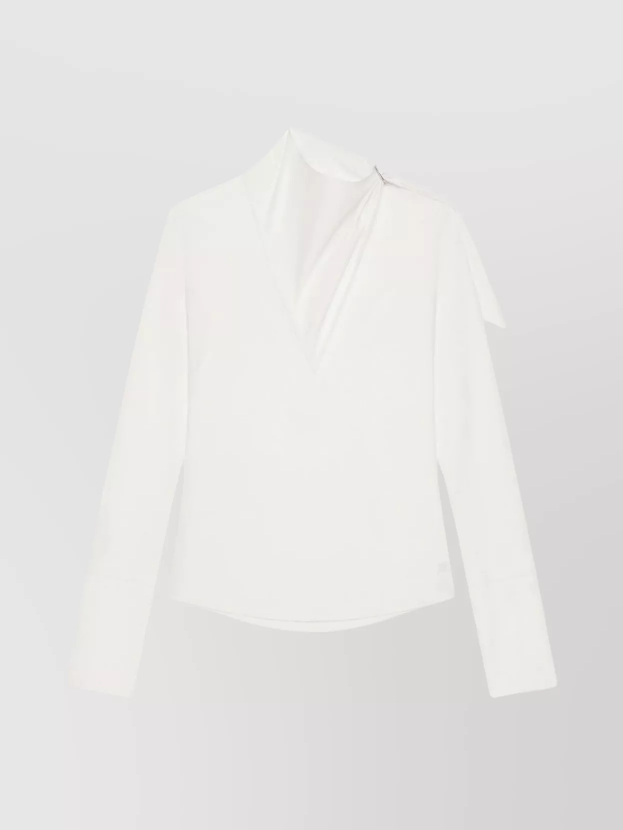 Courrèges Asymmetric Long Sleeve Draped Top In White