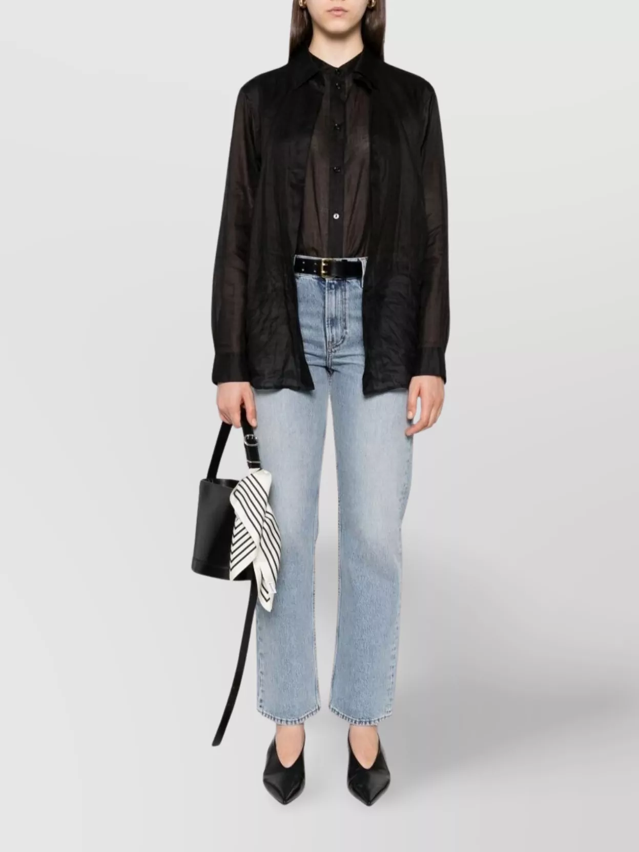 Totême Straight Leg Denim Trousers With Belt Loops In Blue