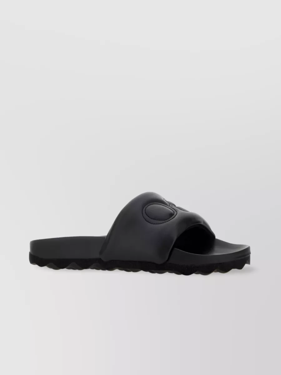 Shop Off-white Bookish Sponge Embroidered Leather Slides In Black