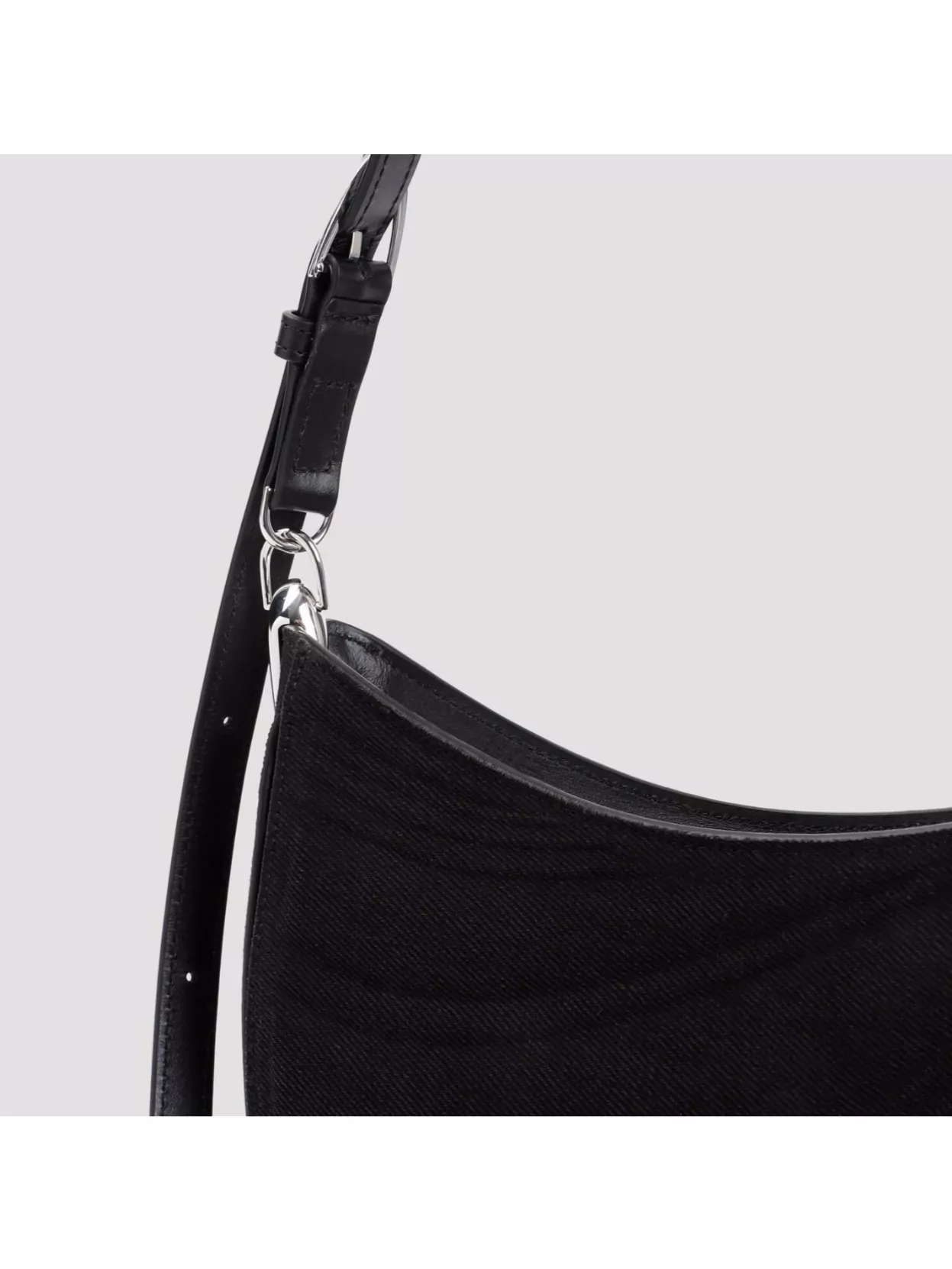Shop Mugler Curved Cotton Shoulder Bag In Black
