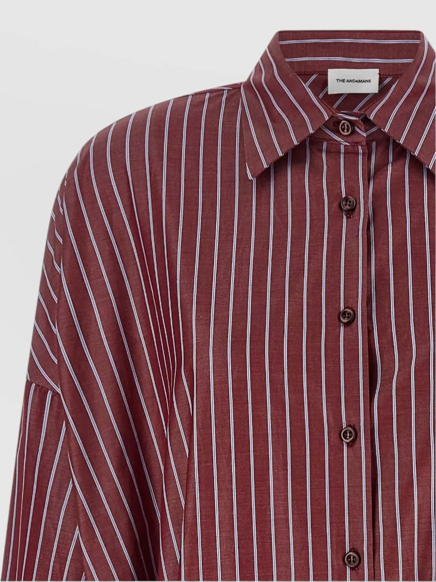 The Andamane Striped Cotton Patchwork Mini Shirt Dress