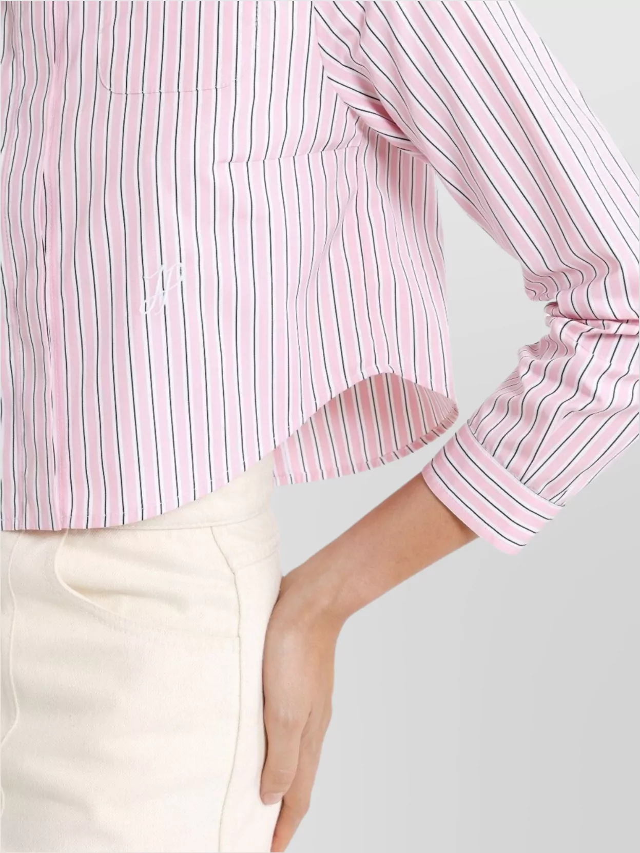 Patou Cropped Striped Shirt Long Sleeves