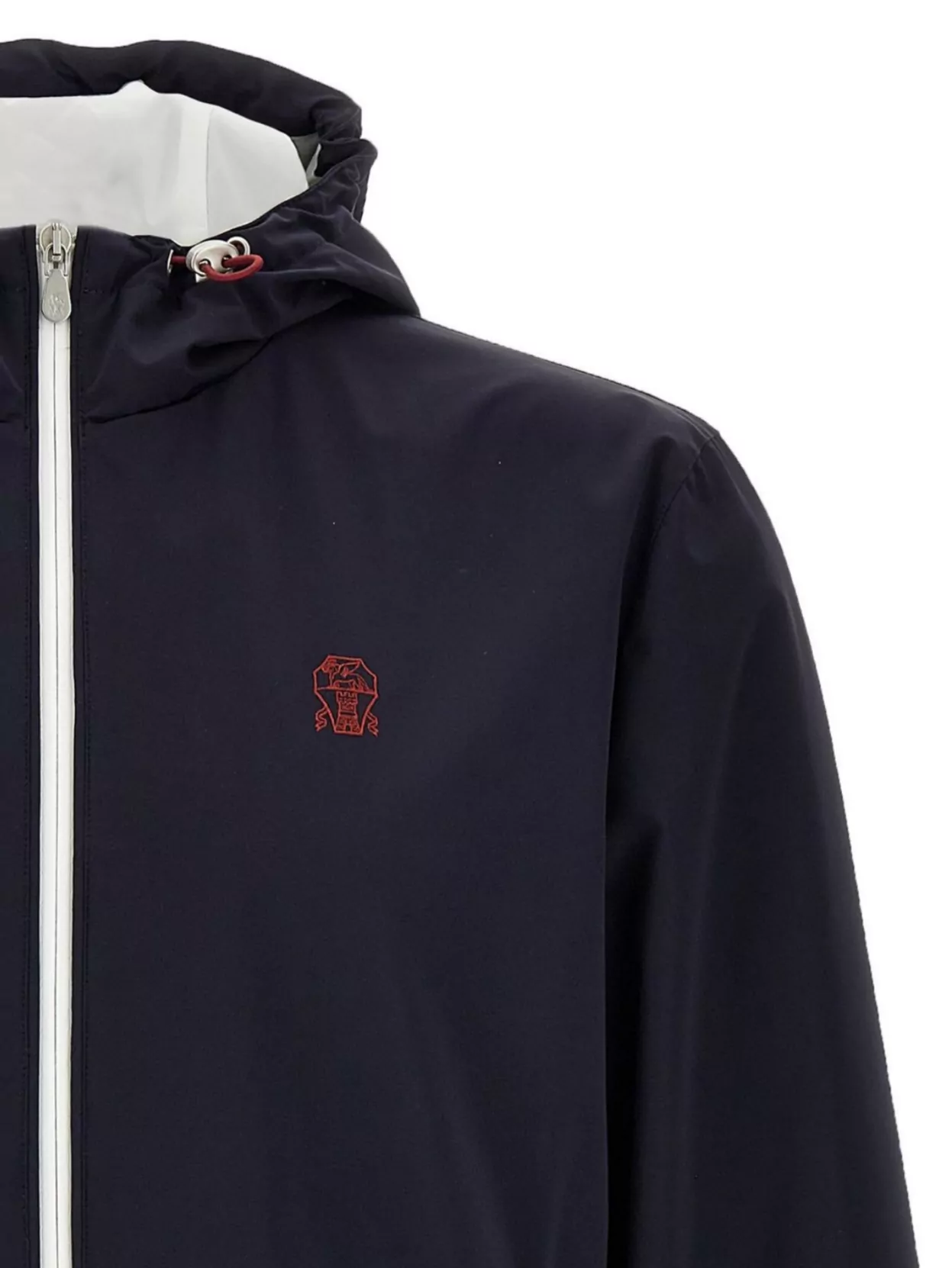 Brunello Cucinelli Membranated Nylon Jacket With Logo And Hood
