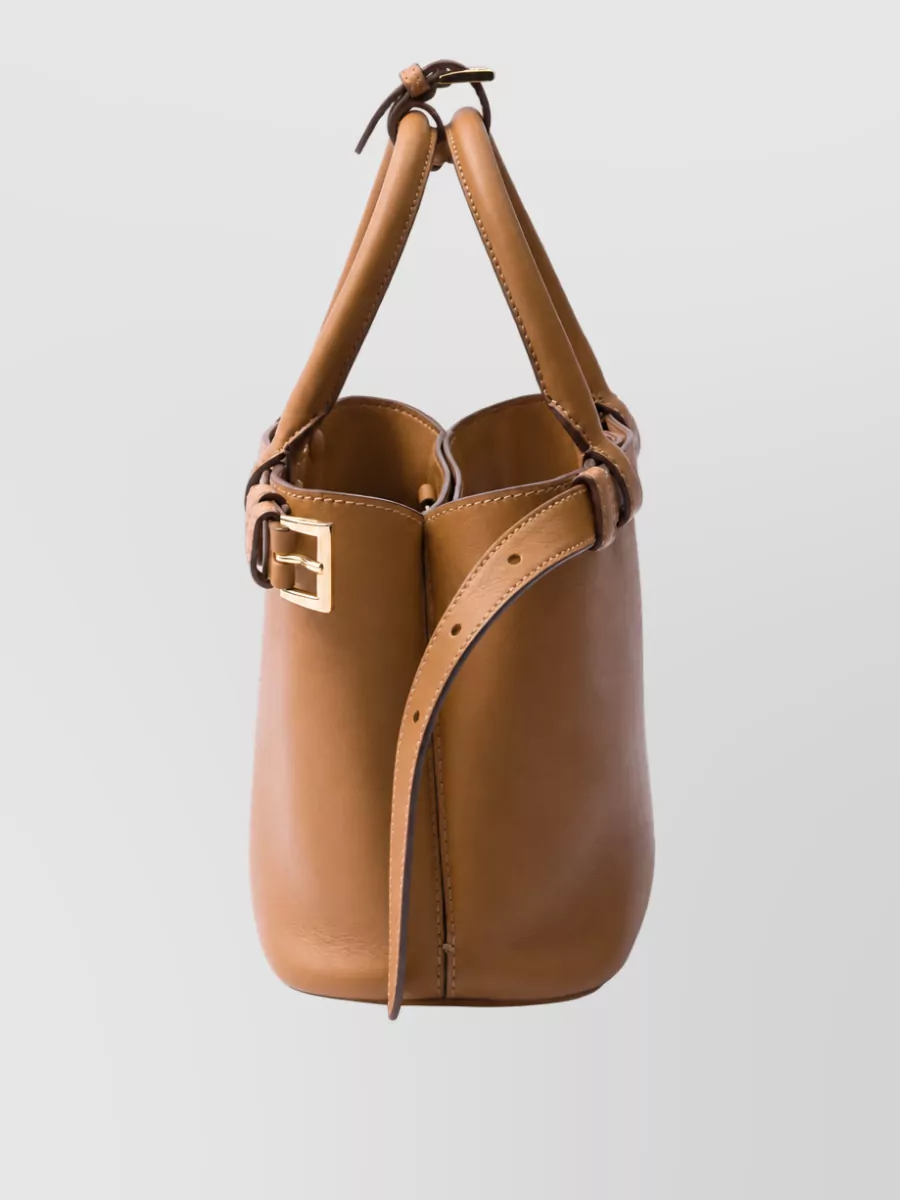 Prada Soft Small Leather Belted Shoulder Bag