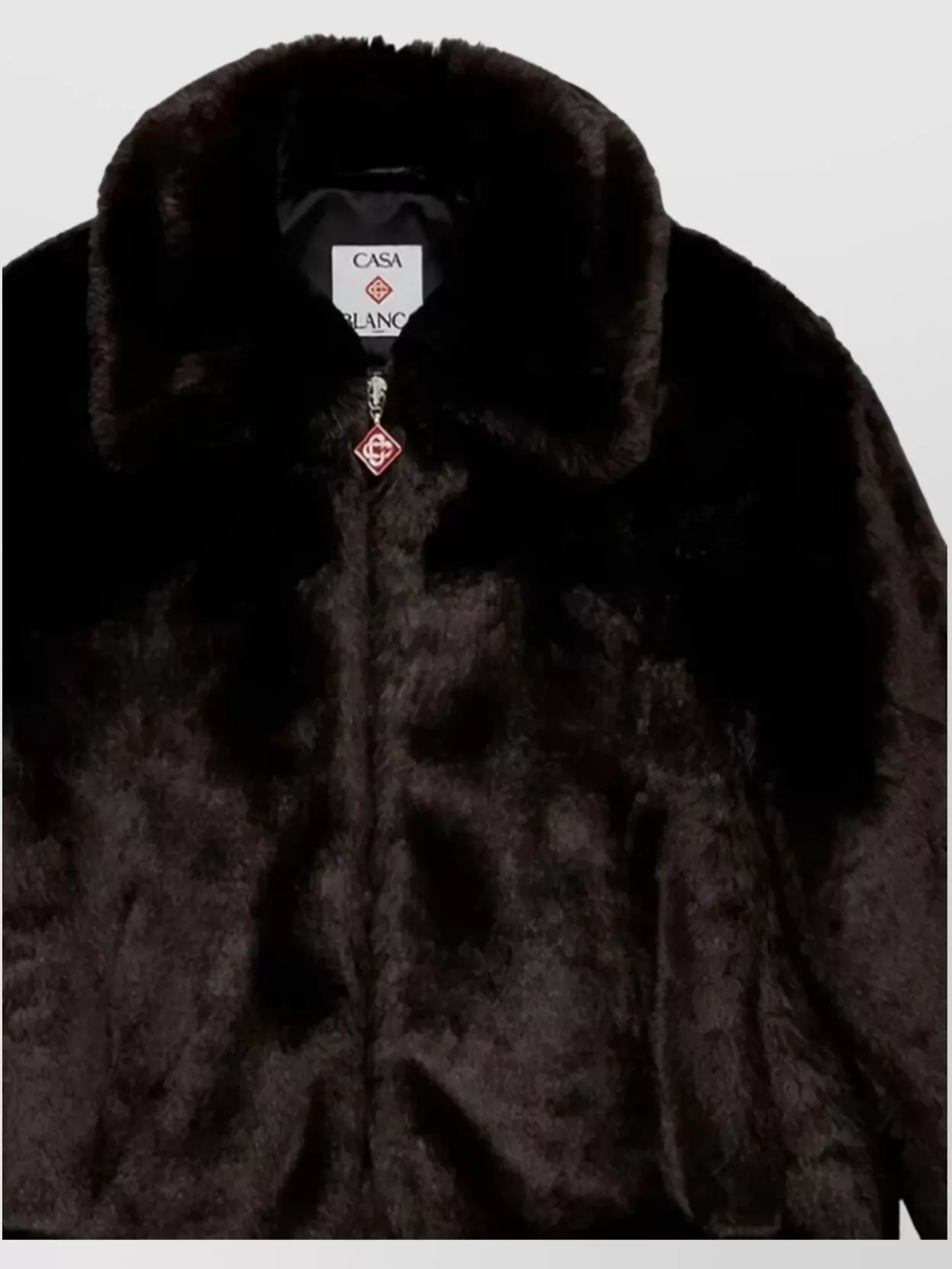 Casablanca Collared Faux Fur Jacket With Long Sleeves