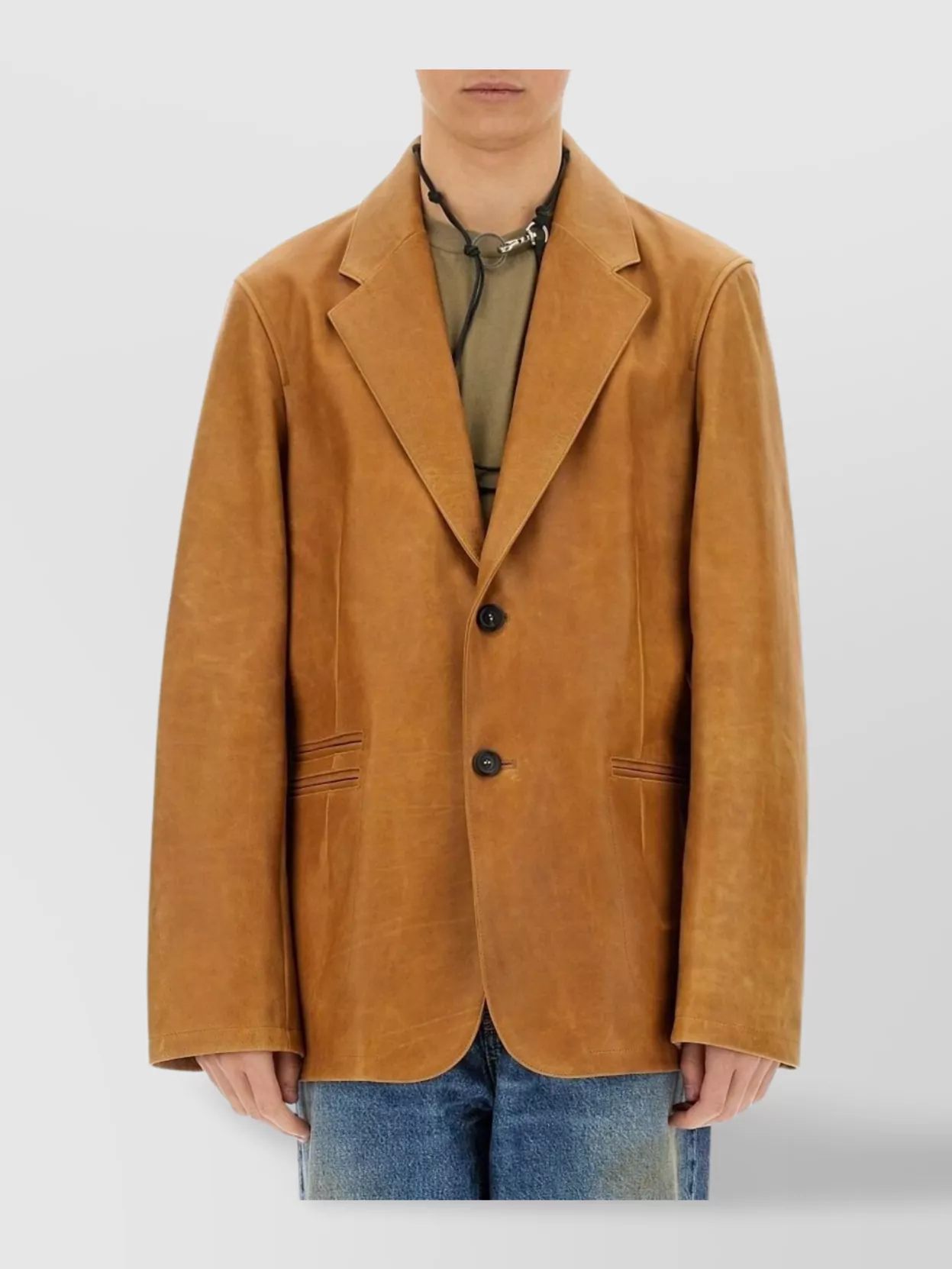 Our Legacy Leather Blazer With Vent And Pockets
