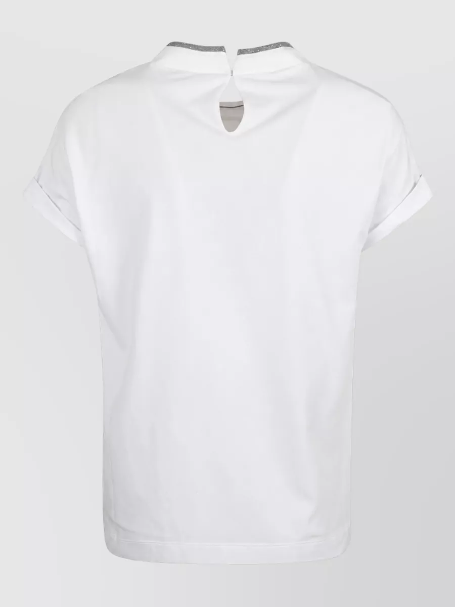 Brunello Cucinelli Cotton Jersey T Shirt Keyhole Neck