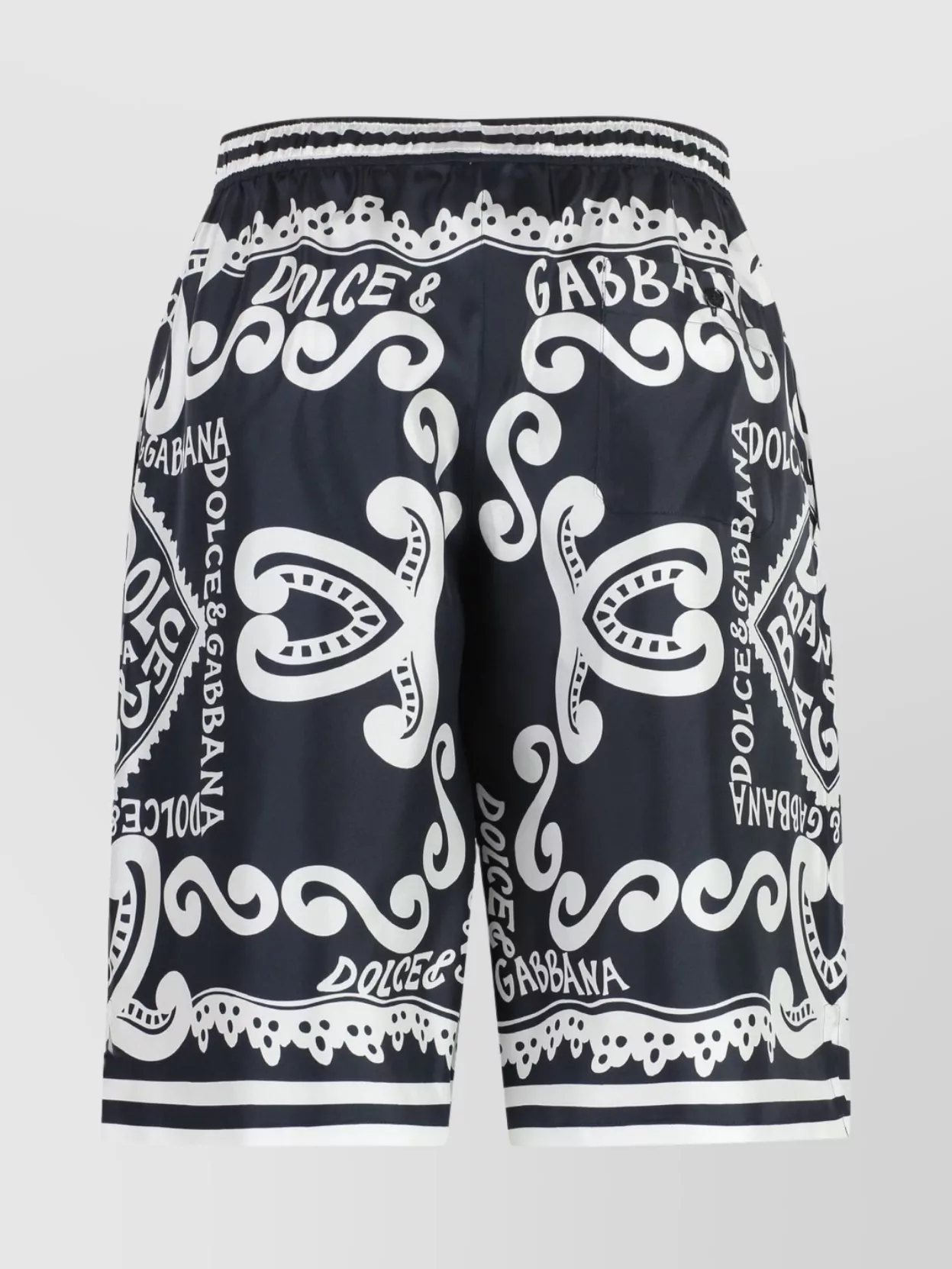 Dolce&Gabbana Graphic Silk Bermuda Shorts With Elastic Waistband