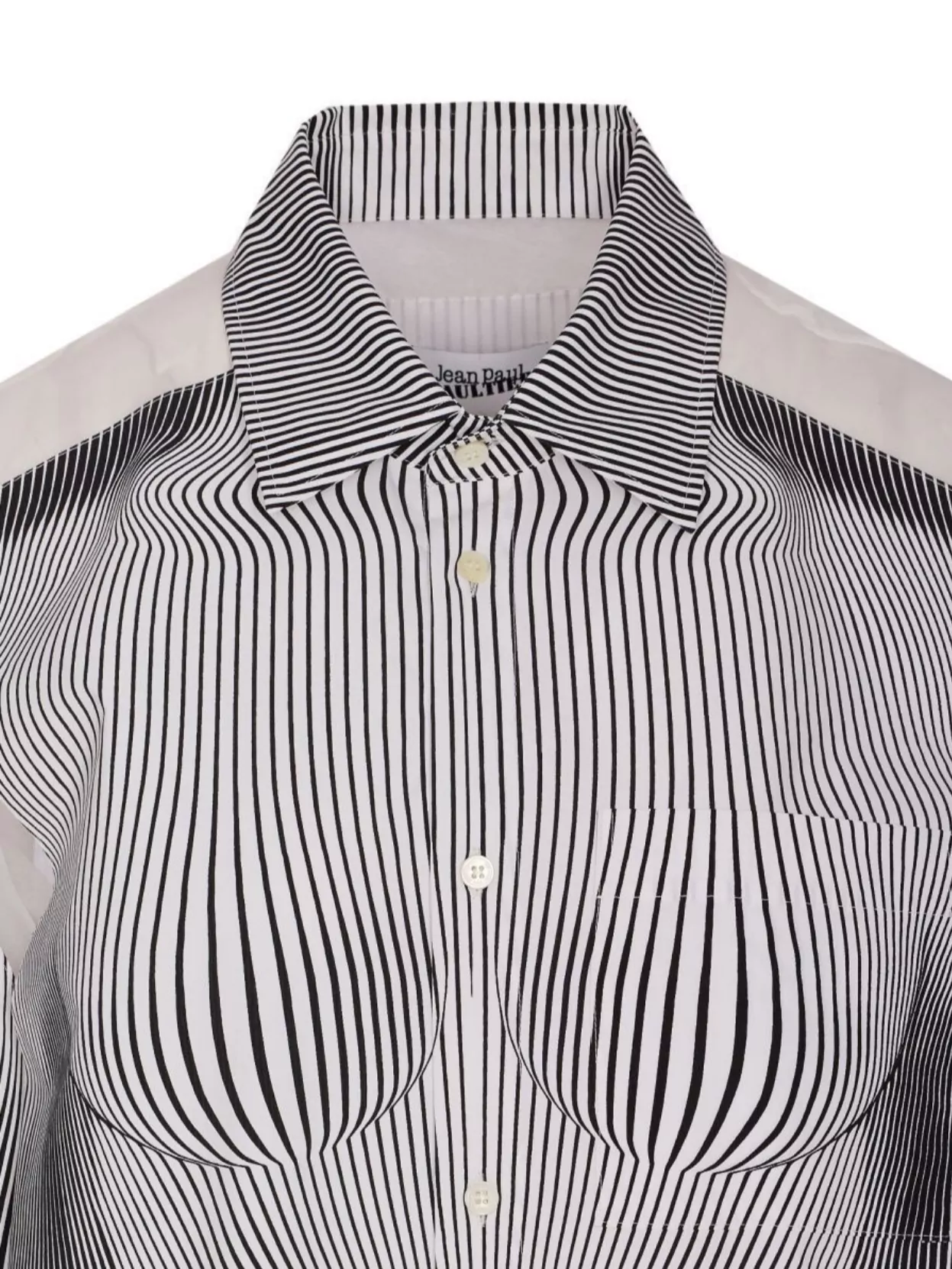 Jean Paul Gaultier Petit Grand Pinstripe Body Morphing Nylon Shirt Black And White