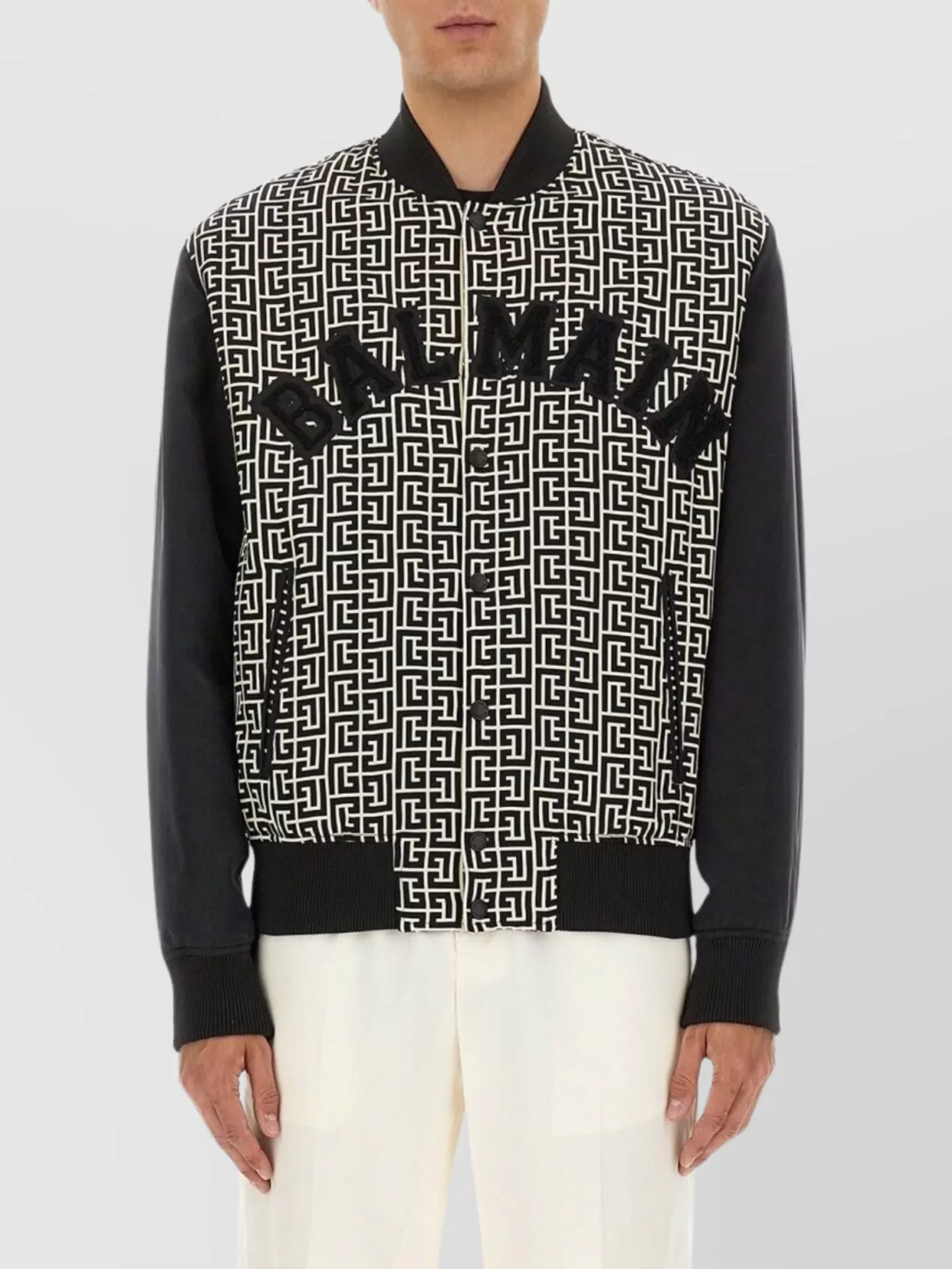 Balmain Ribbed Cuffs And Hem Contrast Sleeves Jacket