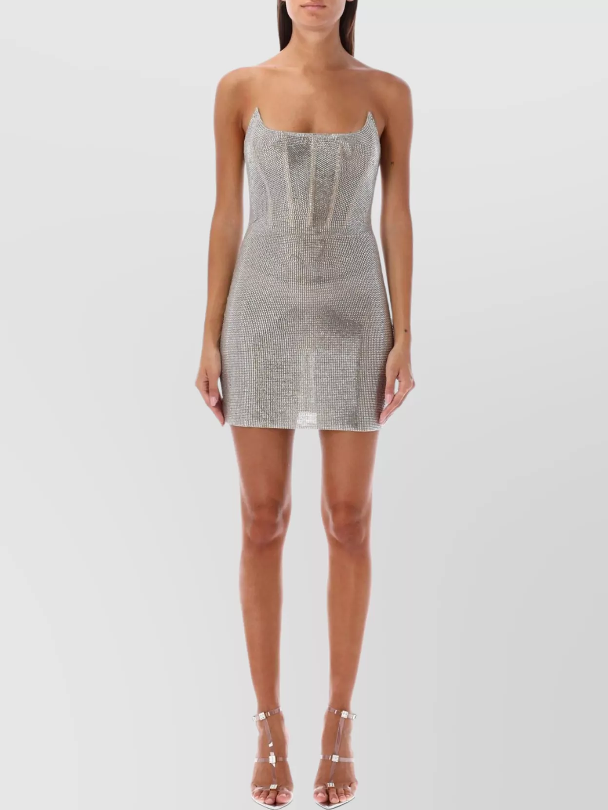 Giuseppe Di Morabito Strapless Mini Dress Metallic Finish