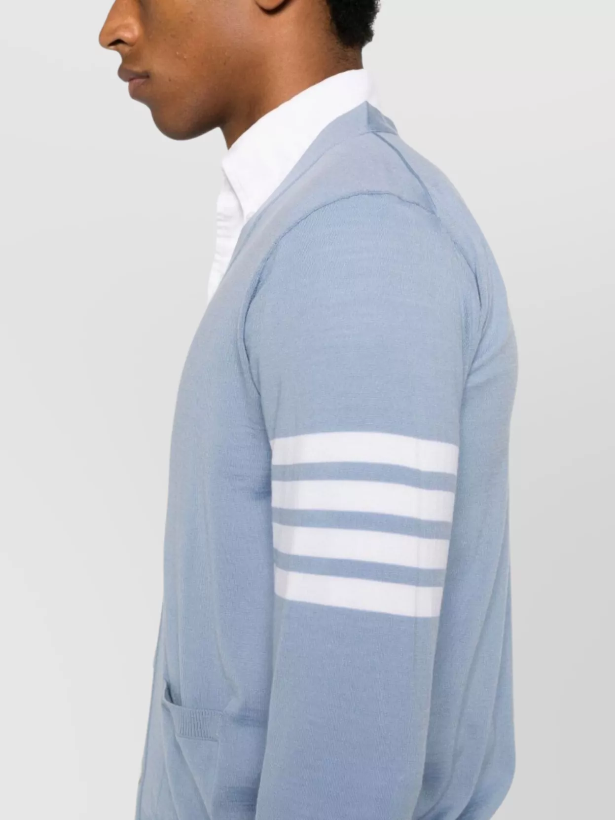 Thom Browne Striped V Neck Cardigan Pockets