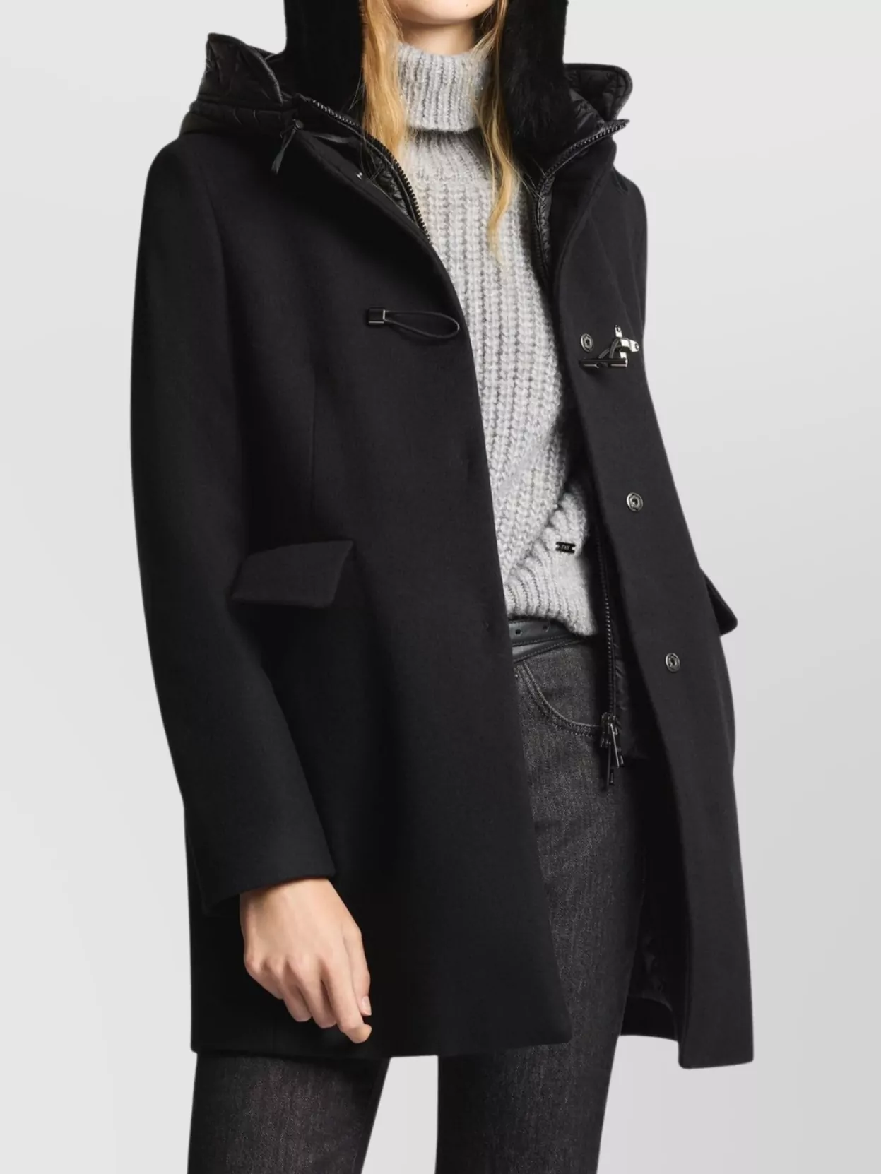 Fay Quilted Coat Hood Side Pockets