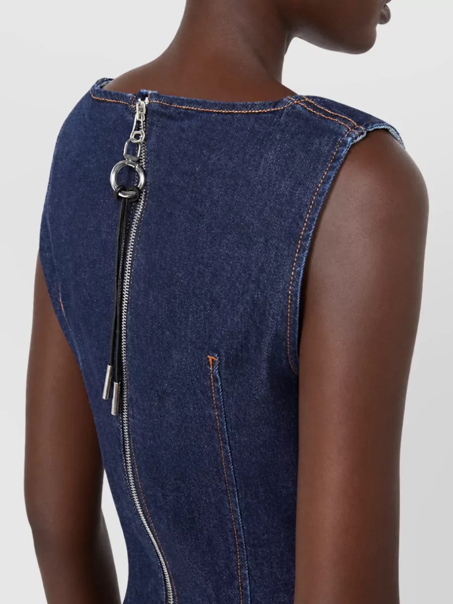 Sportmax Denim Sleeveless Square Neck Dress