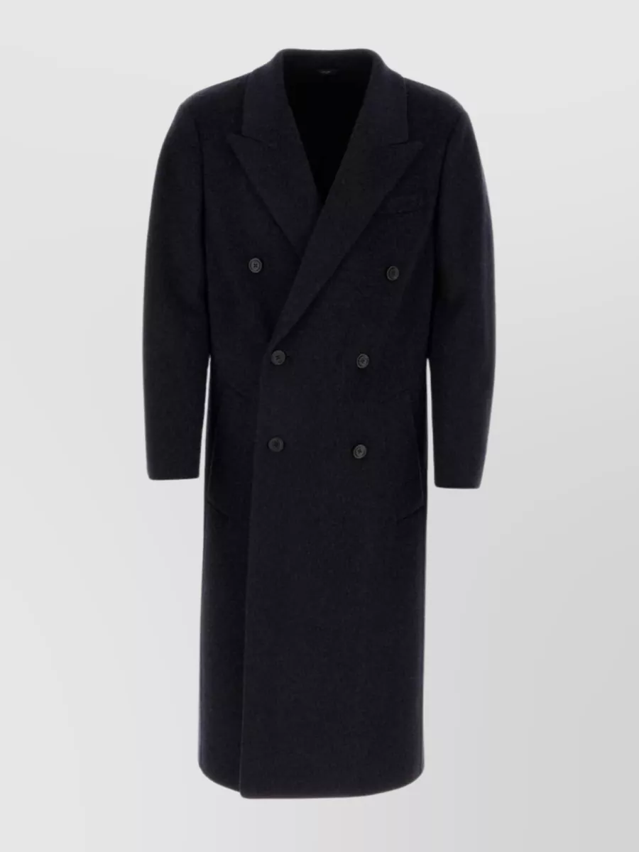 Shop Fendi Refined Double-breasted Wool Blend Coat In Black