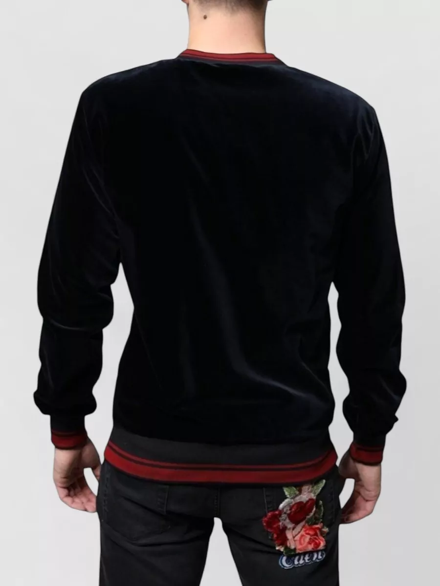 Dolce&Gabbana Velvet Jacquard Crew Neck Sweatshirt