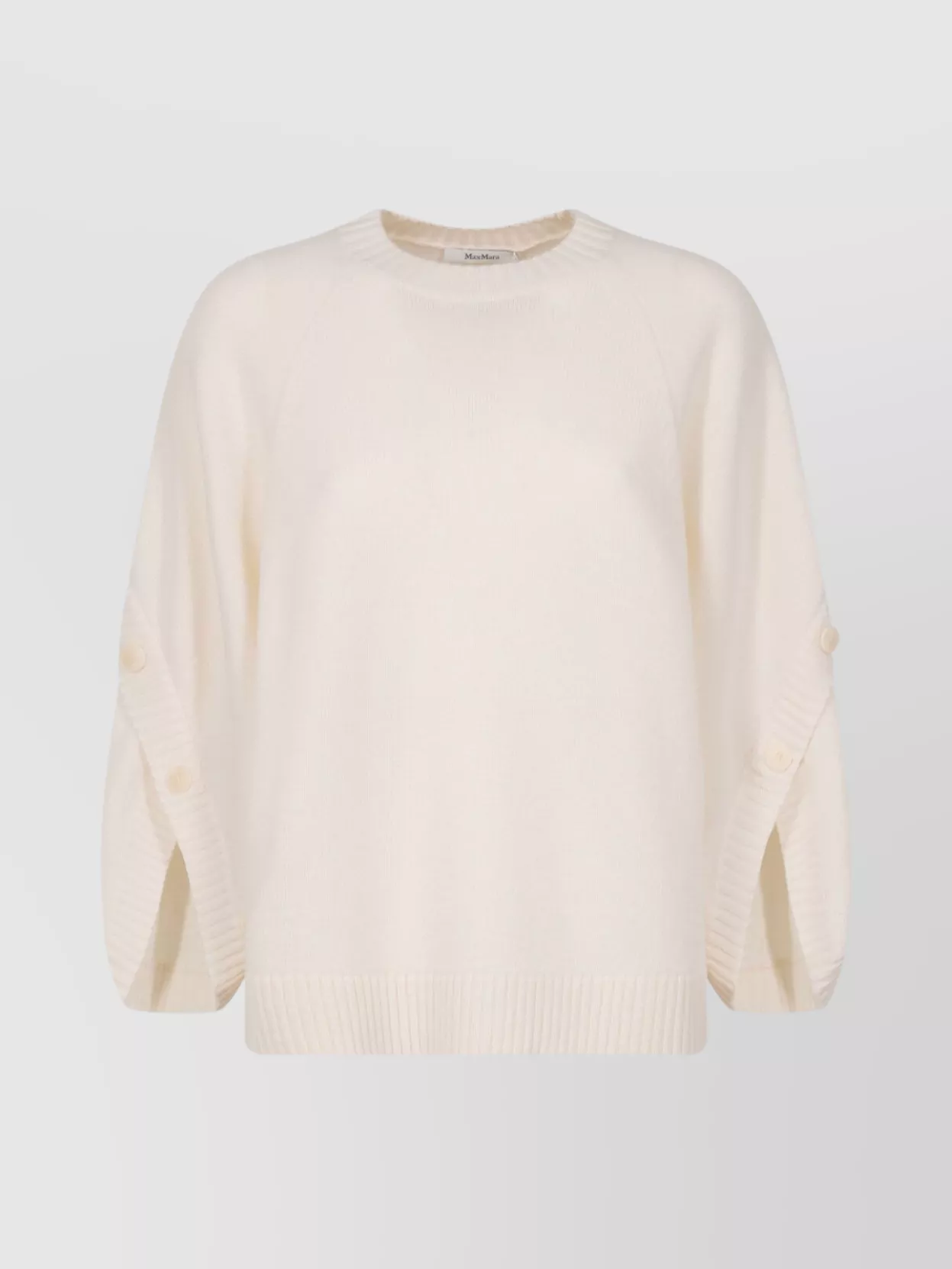 Max Mara Crossover Detail Oversized Wool And Cashmere Sweater In Neutral