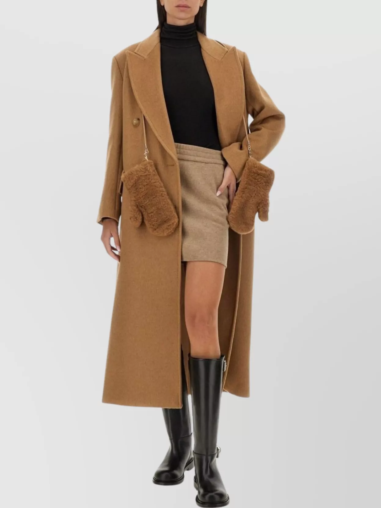 Max Mara Double Breasted Long Coat With Flap Pockets